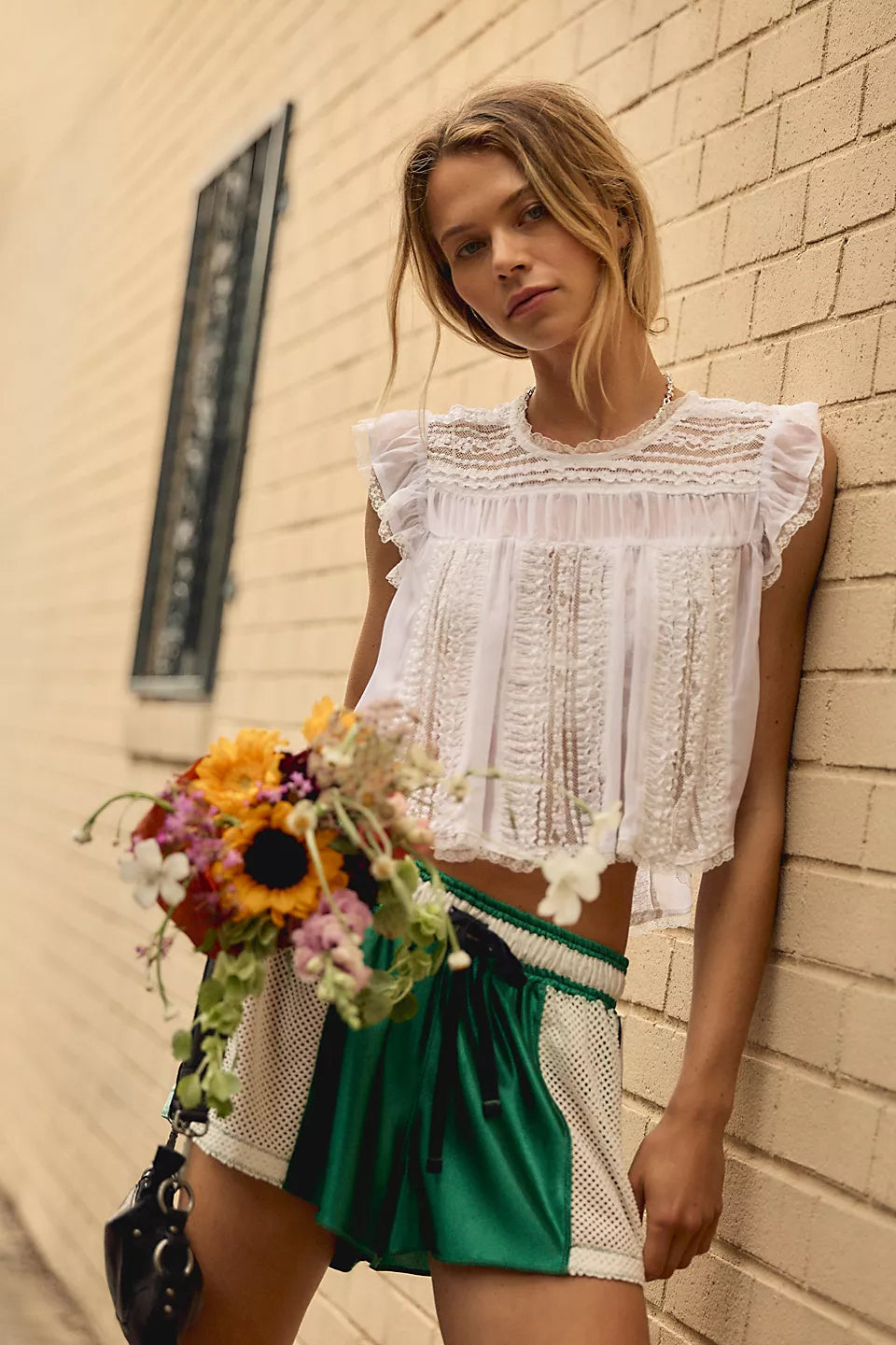 Free People Sun Drenched Blouse Ivory