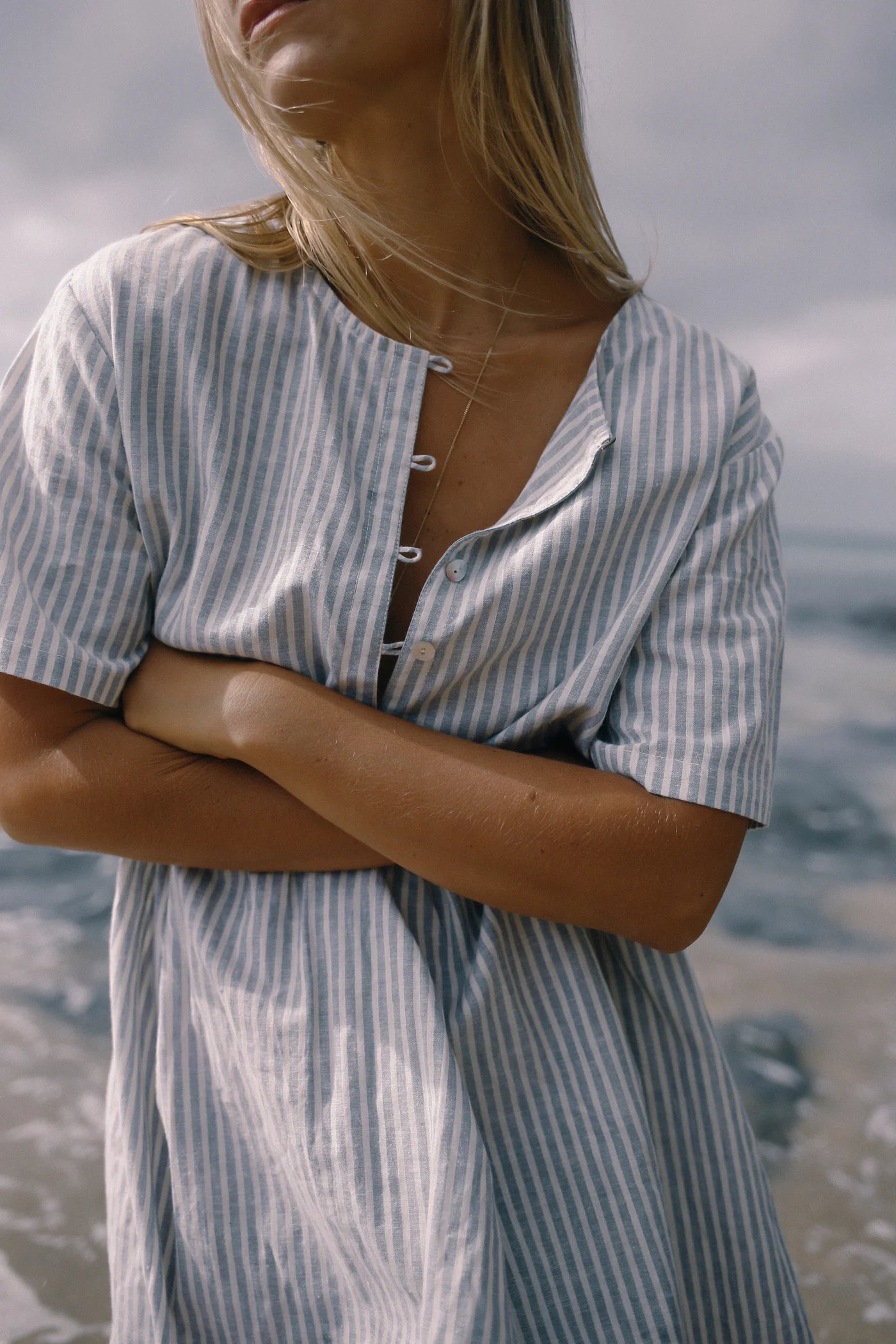 Darcey Dress Blue Stripe