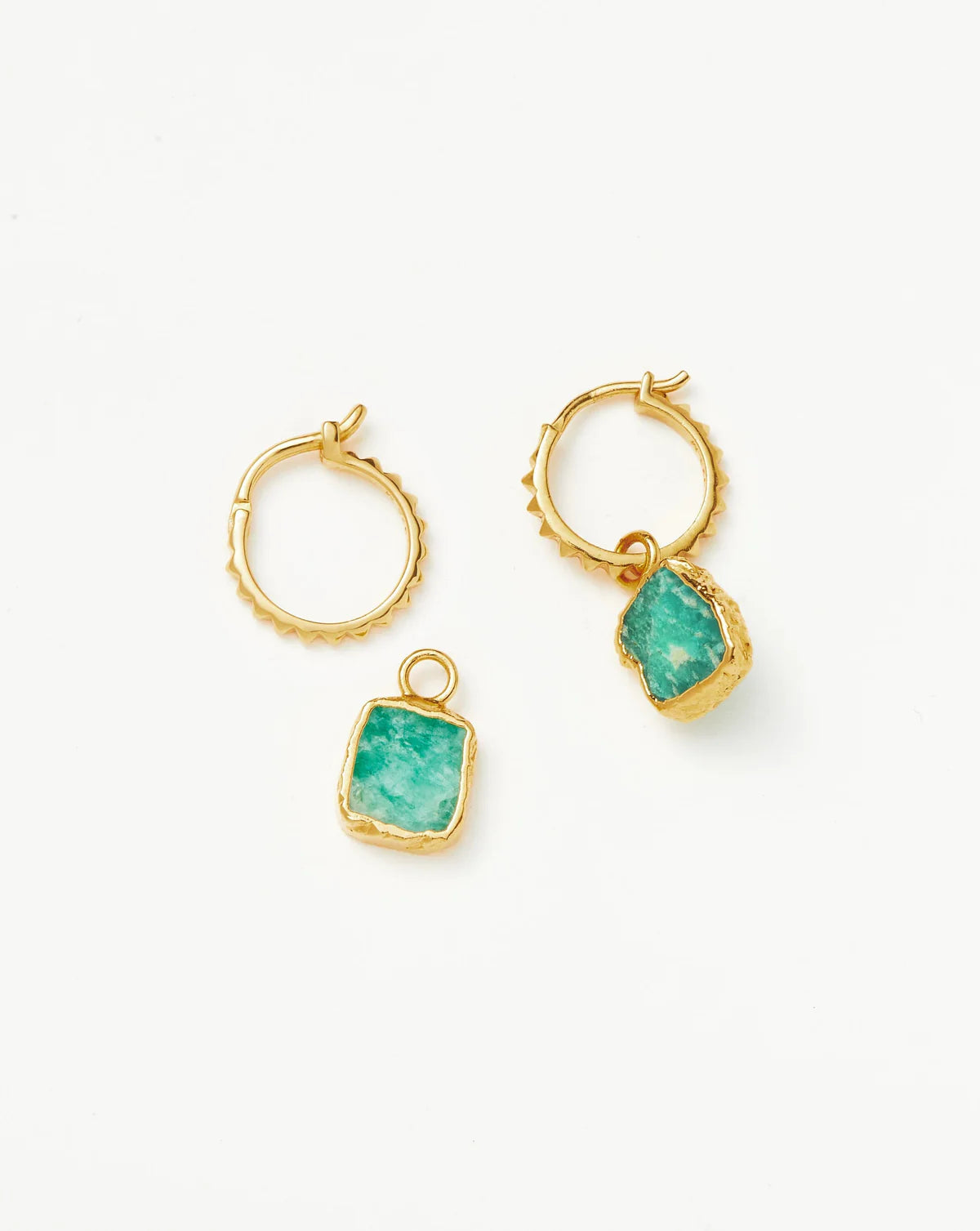 Mini Pyramid Charm Hoop Earrings Amazonite
