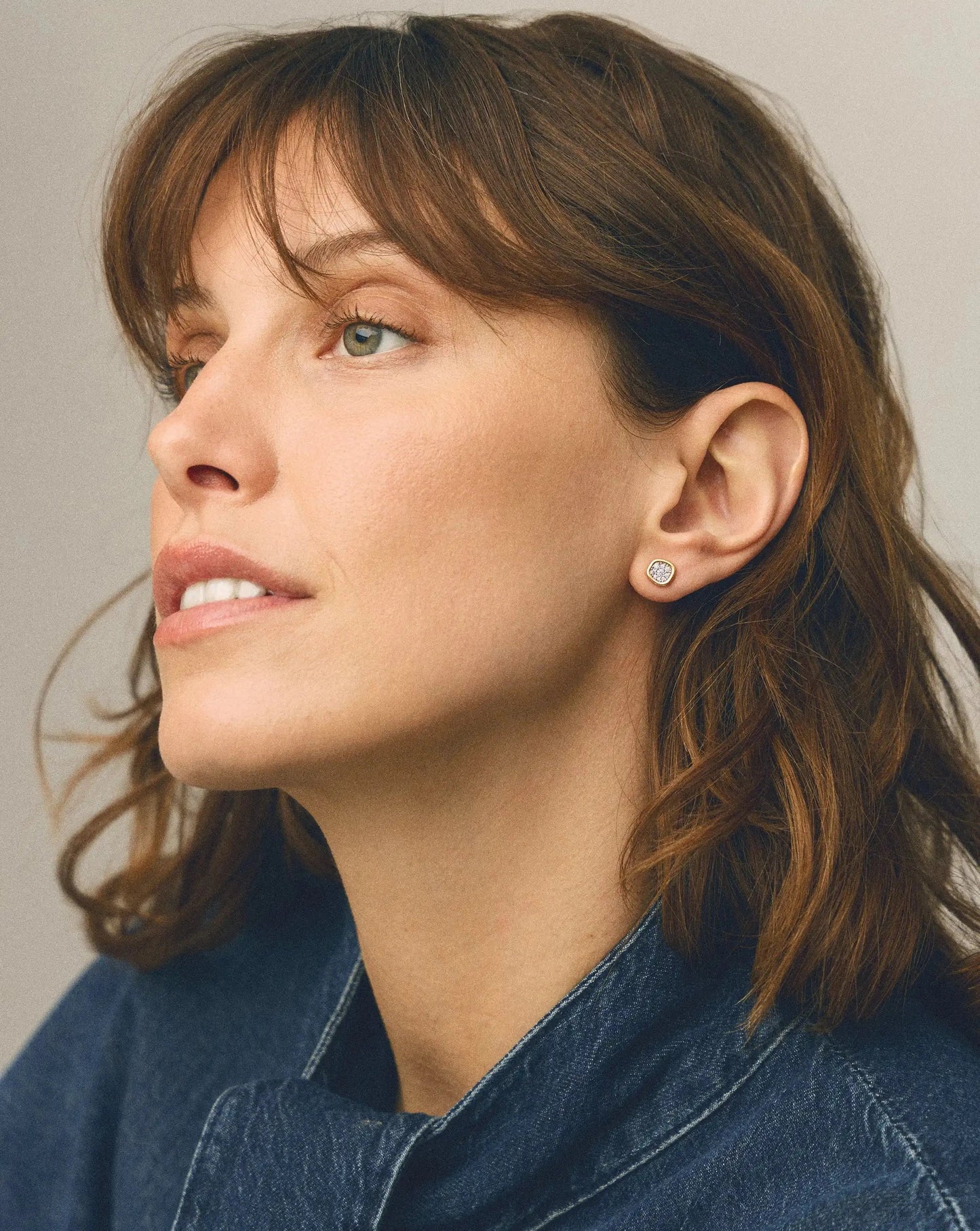 Missoma Molten Soft Square Pavé Stud Earrings