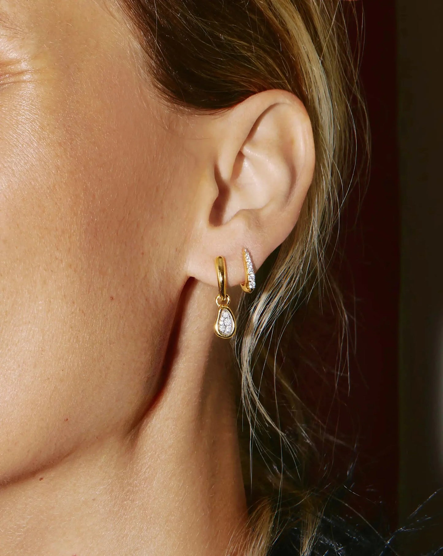 Missoma Molten Teardrop Pavé Charm Hoop Earrings