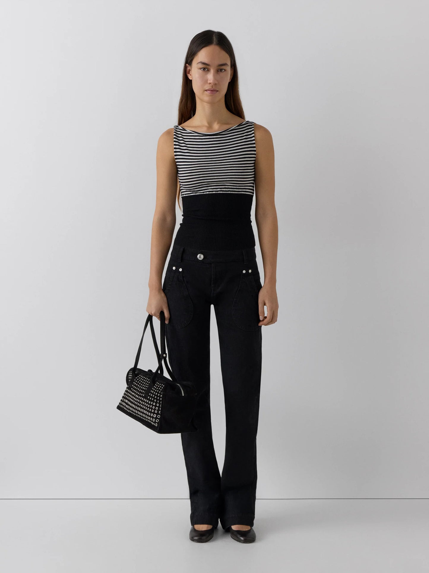 Gimaguas Otto Stripe Top Black White