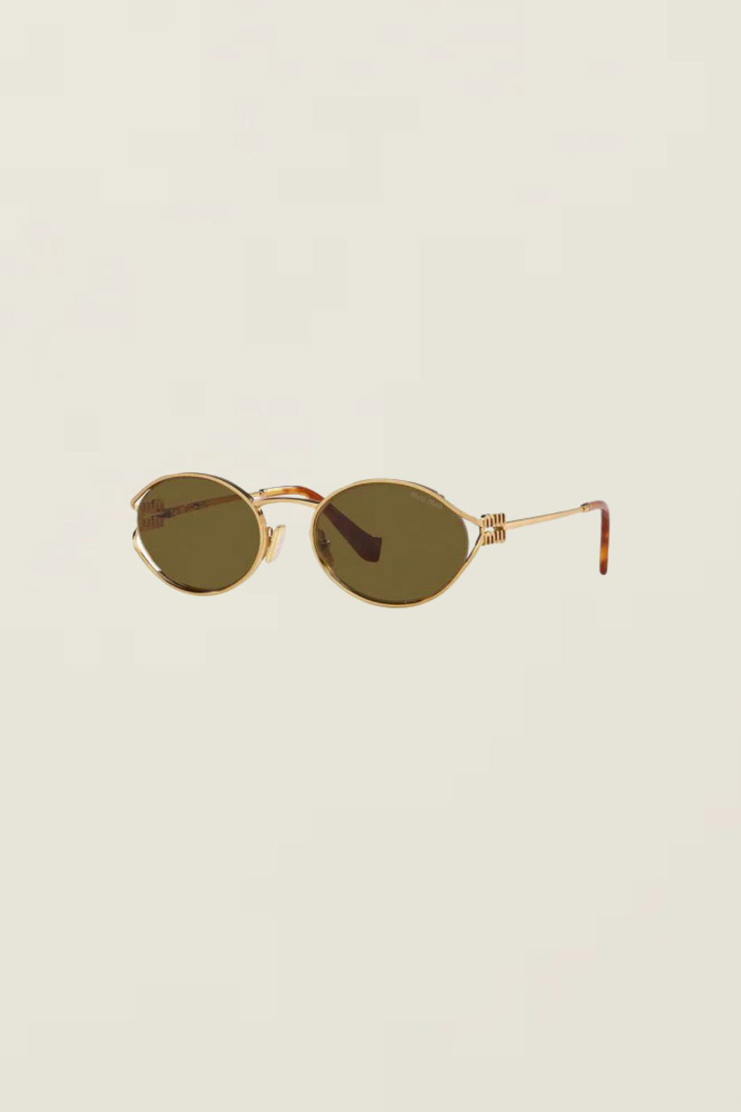 Miu Miu Oval Brass Gold Dark Brown 0MU 52YS - Laneway Boutique display picture 1