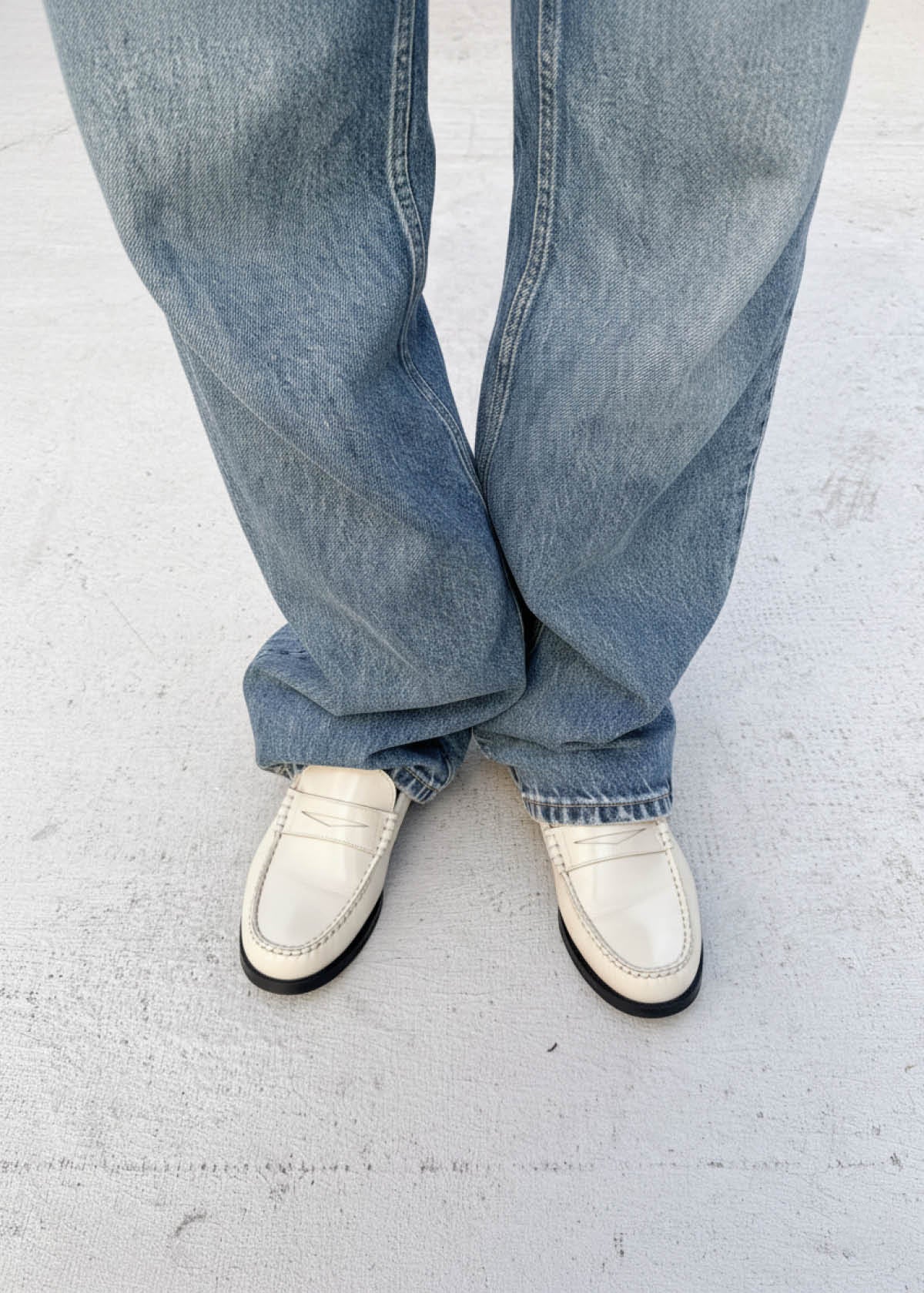 Rivet Cream Leather Loafers