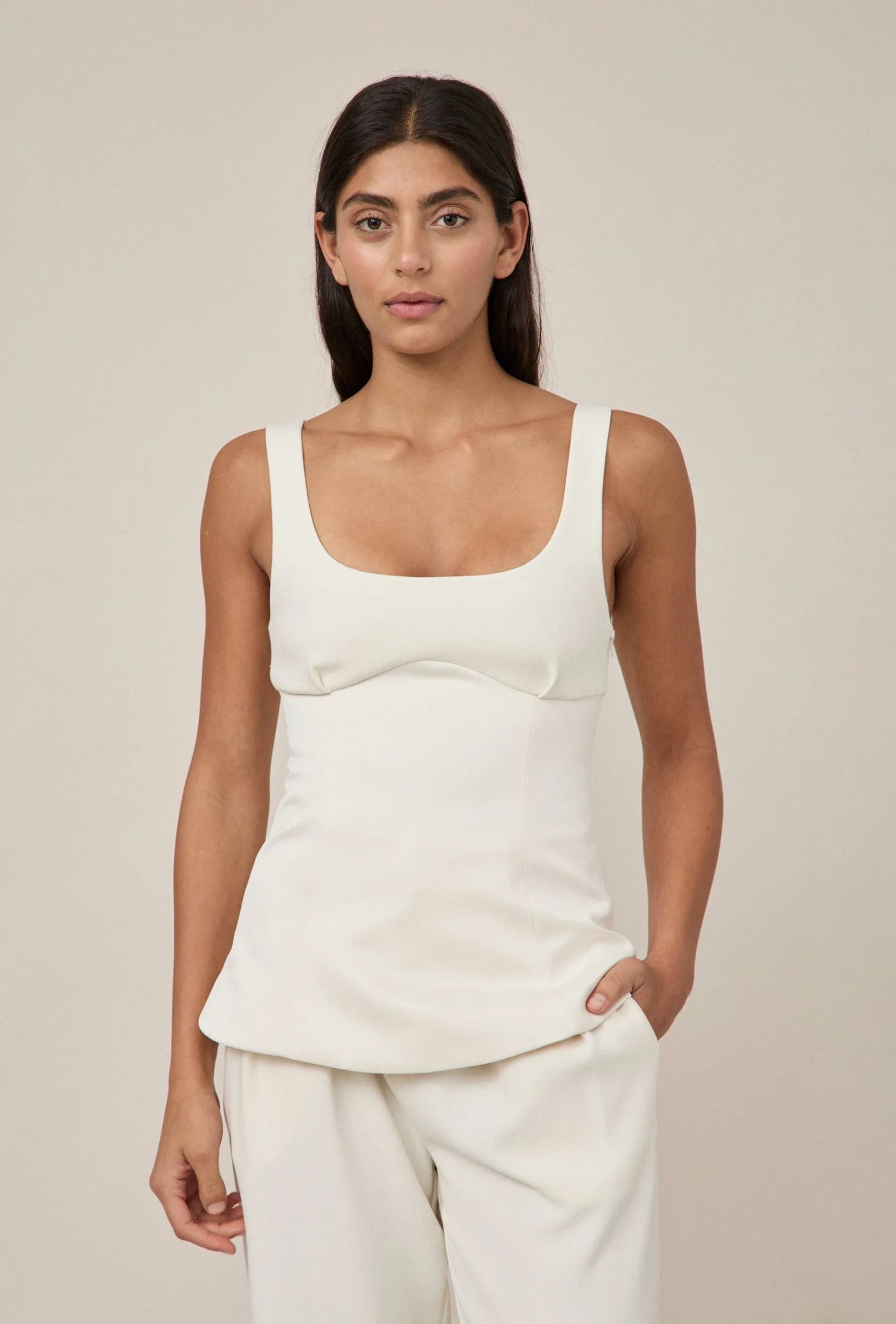 Tailored Crepe Top Ivory