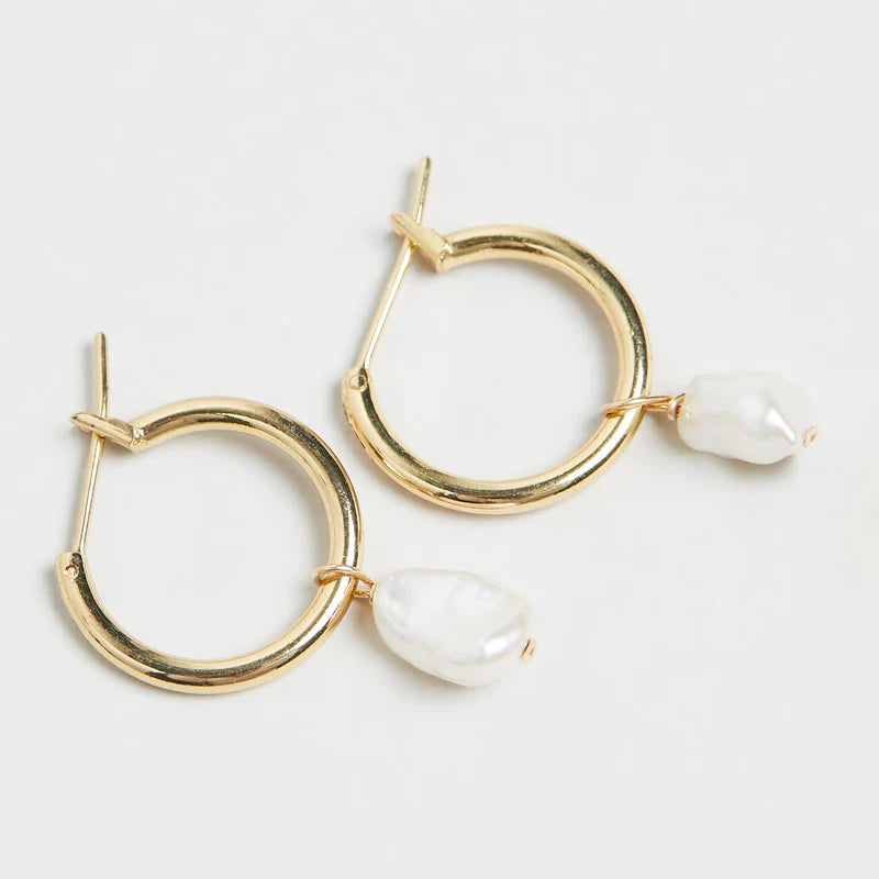 Mini Keshi Pearl Hoops Gold