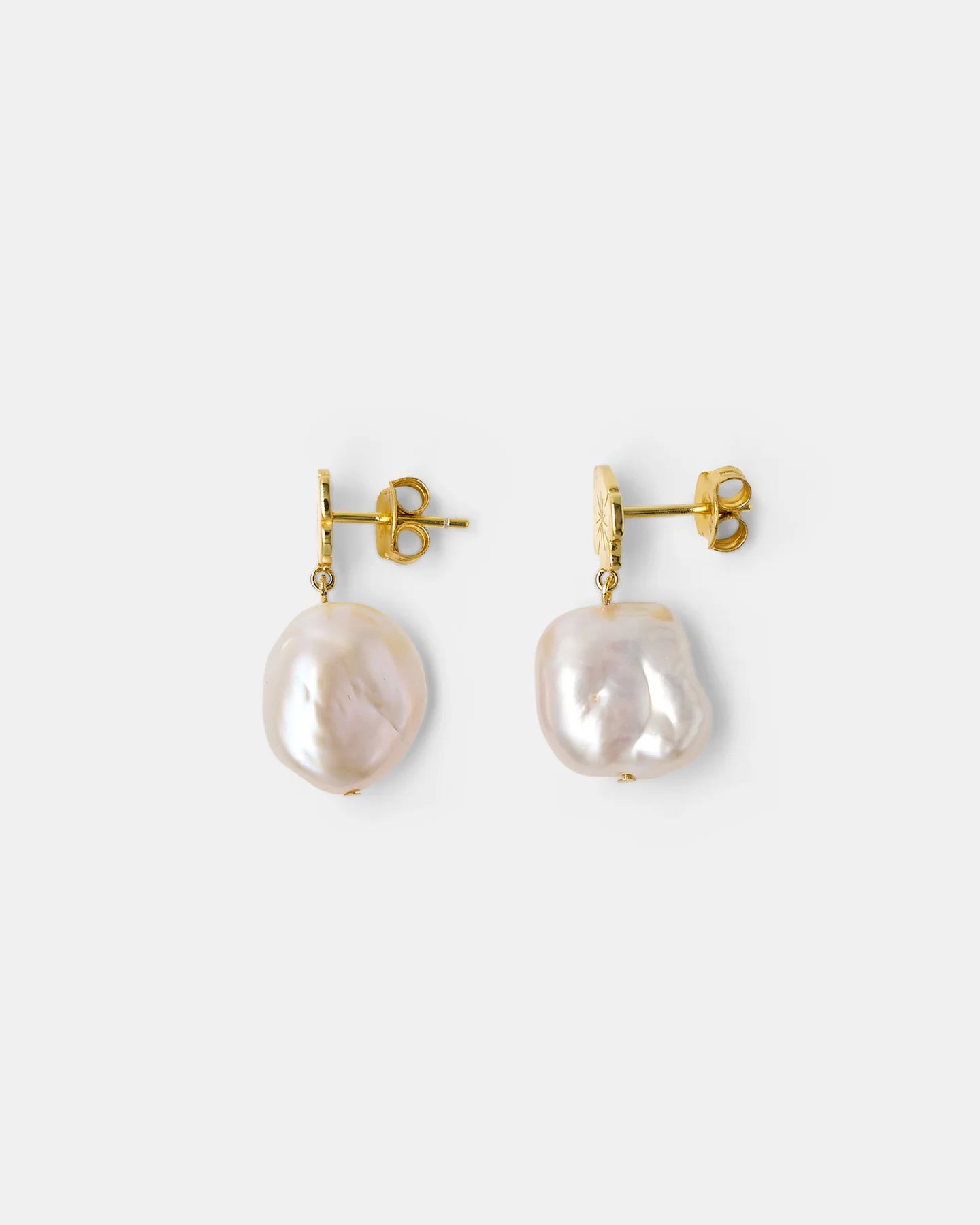 Marie Baroque Pearl Earrings Gold Lapis