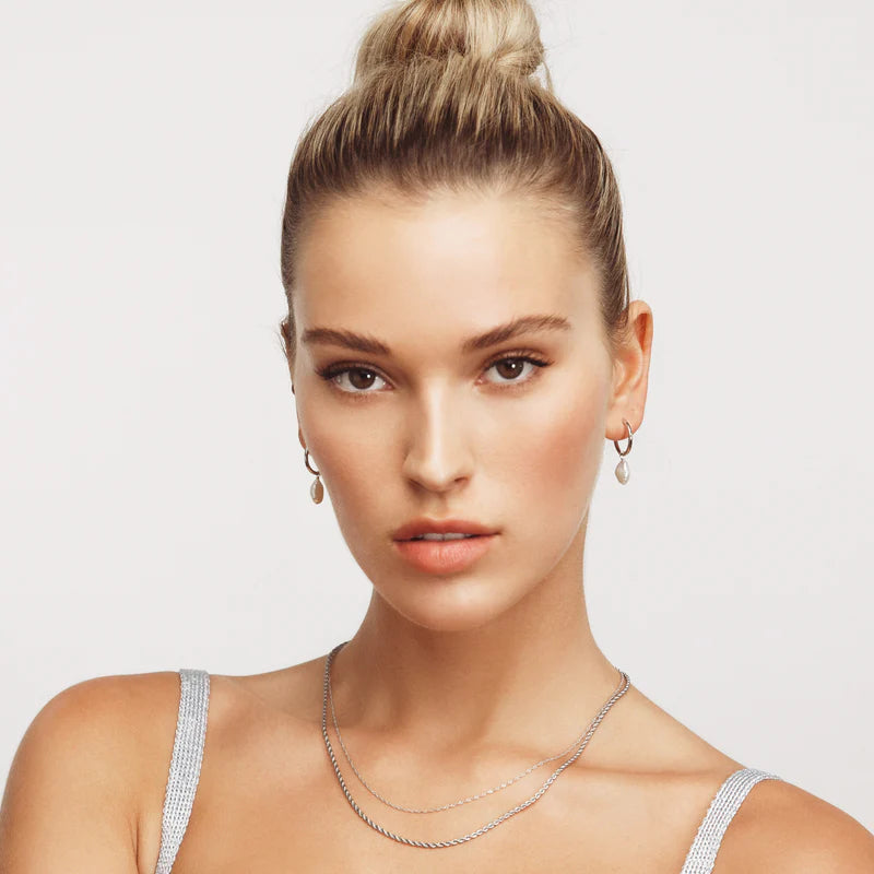 Mini Keshi Pearl Hoops Silver