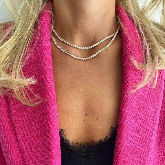 Crystal Tennis Necklace Gold