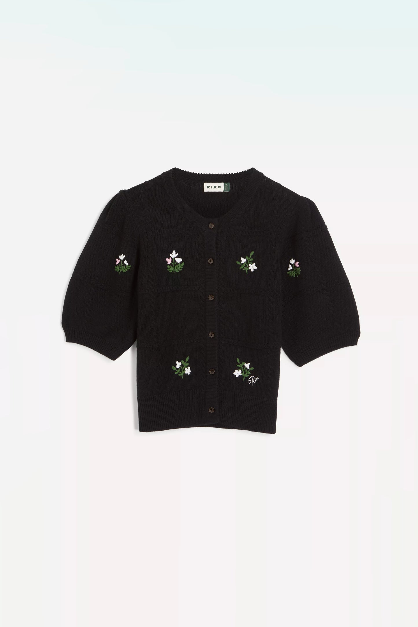 Minta Cardigan Summer Bud Embroidery Black