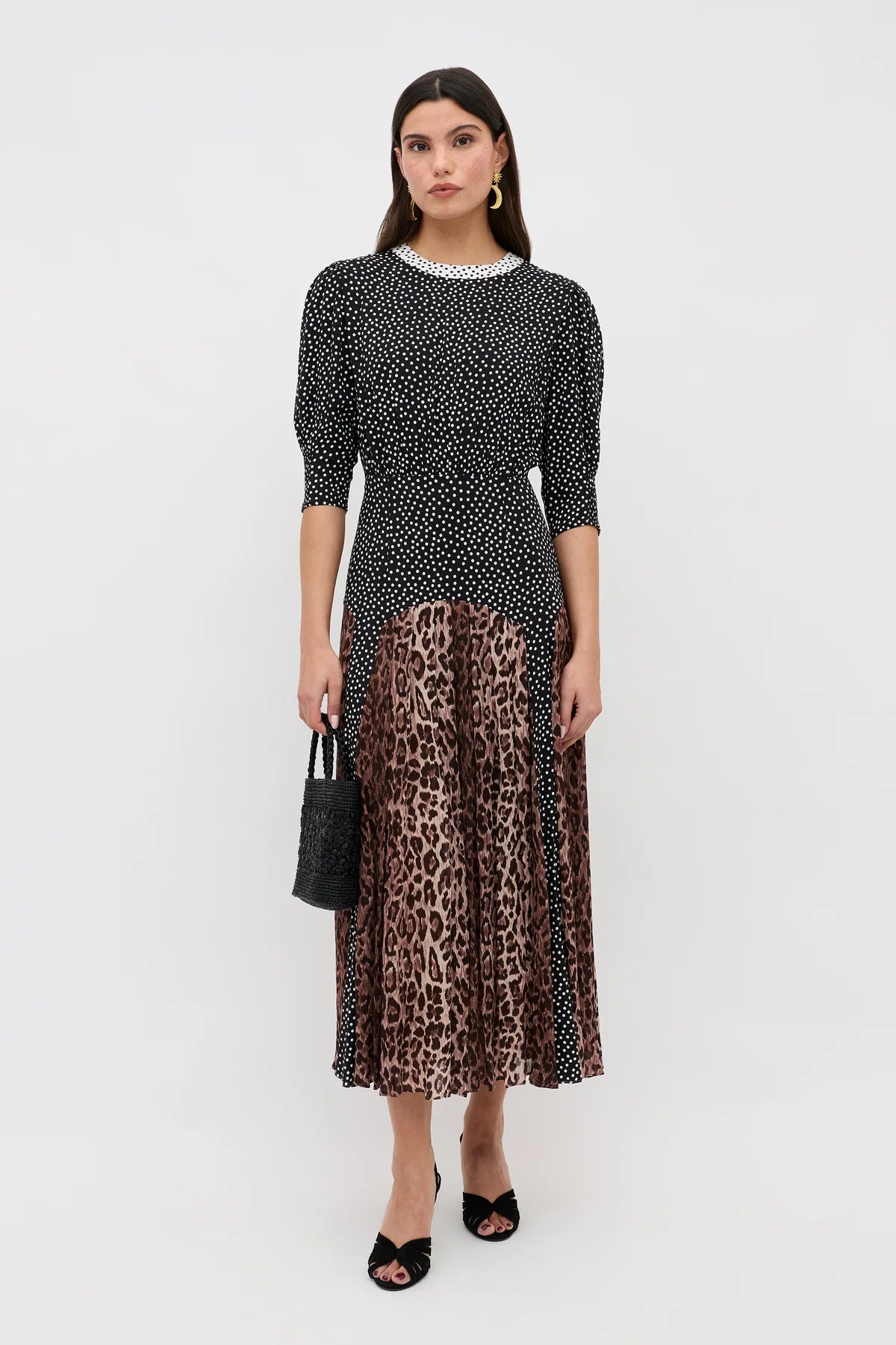 Meg Leopard Midi Dress Leopard Polka Dot