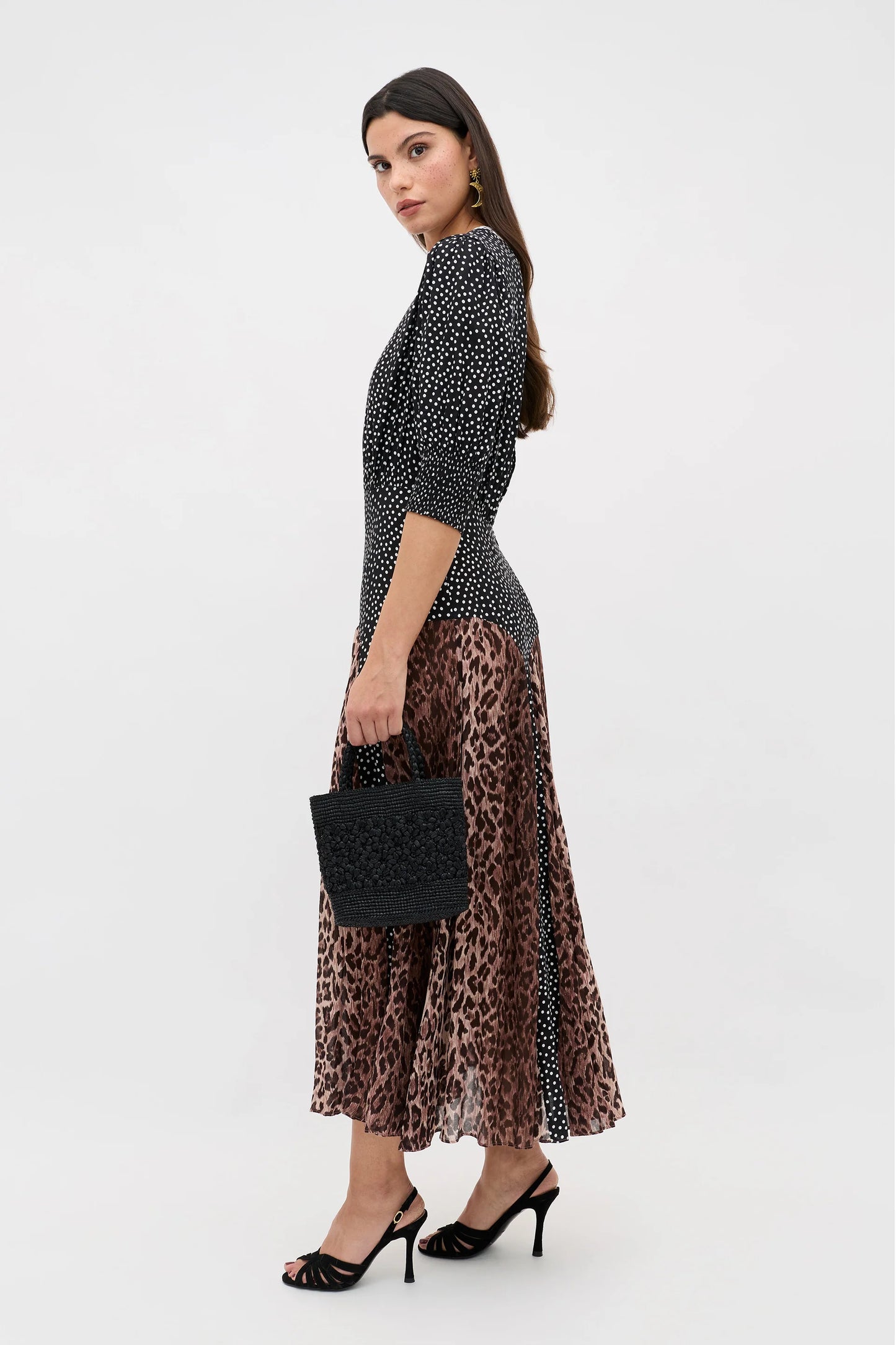 Meg Leopard Midi Dress Leopard Polka Dot