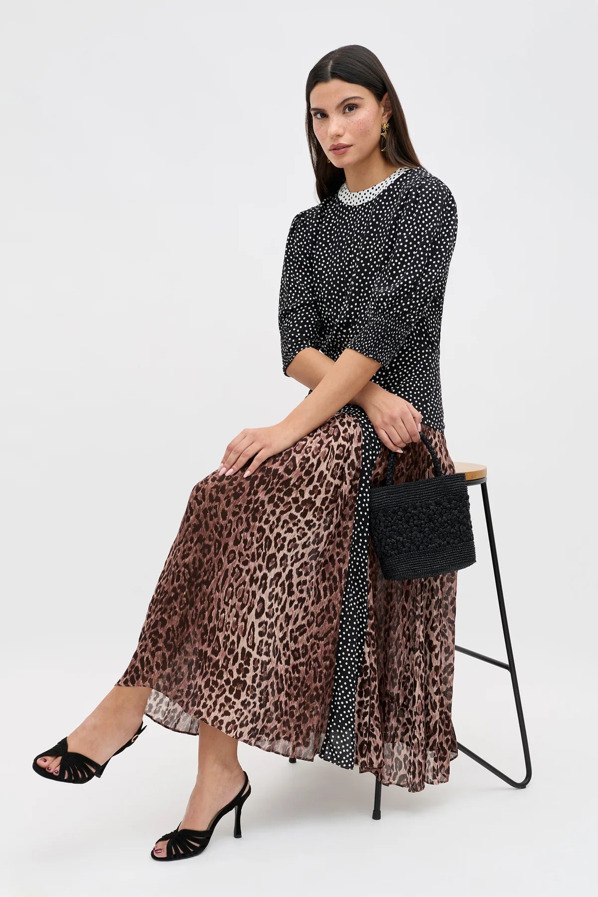 Meg Leopard Midi Dress Leopard Polka Dot
