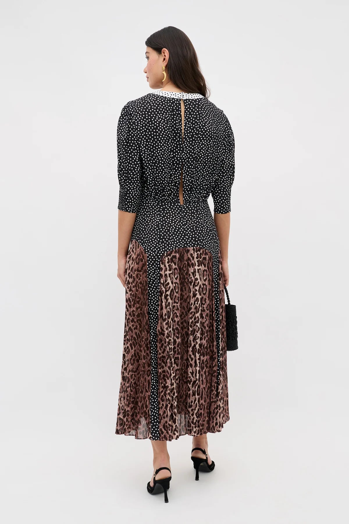 Rixo Meg Leopard Midi Dress Leopard Polka Dot