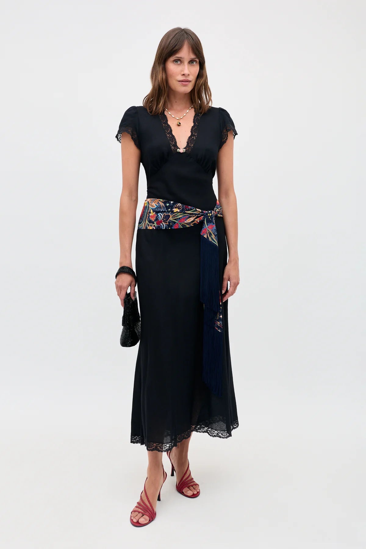 Clarice Linen Midi Dress Black