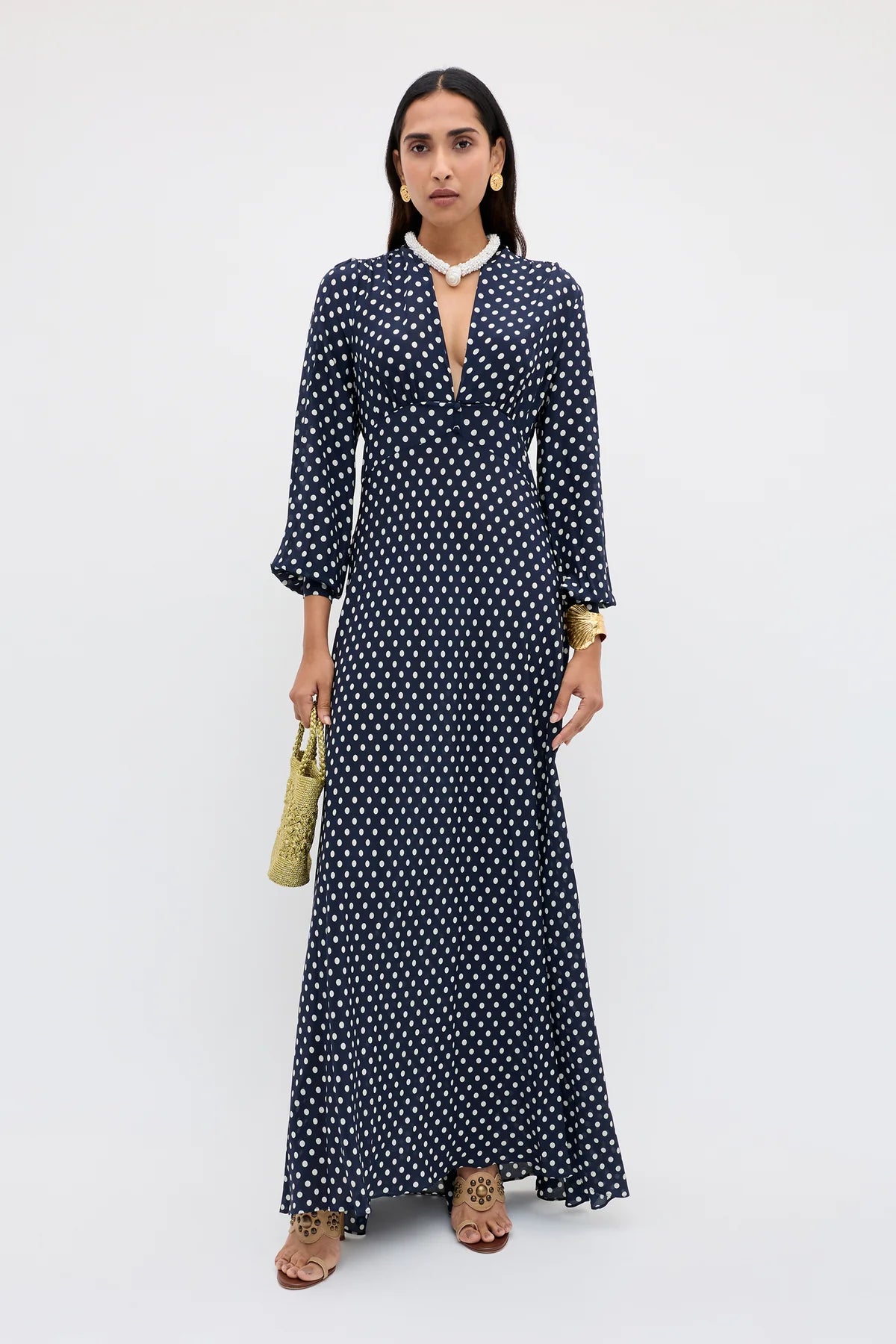 Emory Silk Maxi Dress Runway Spot Navy