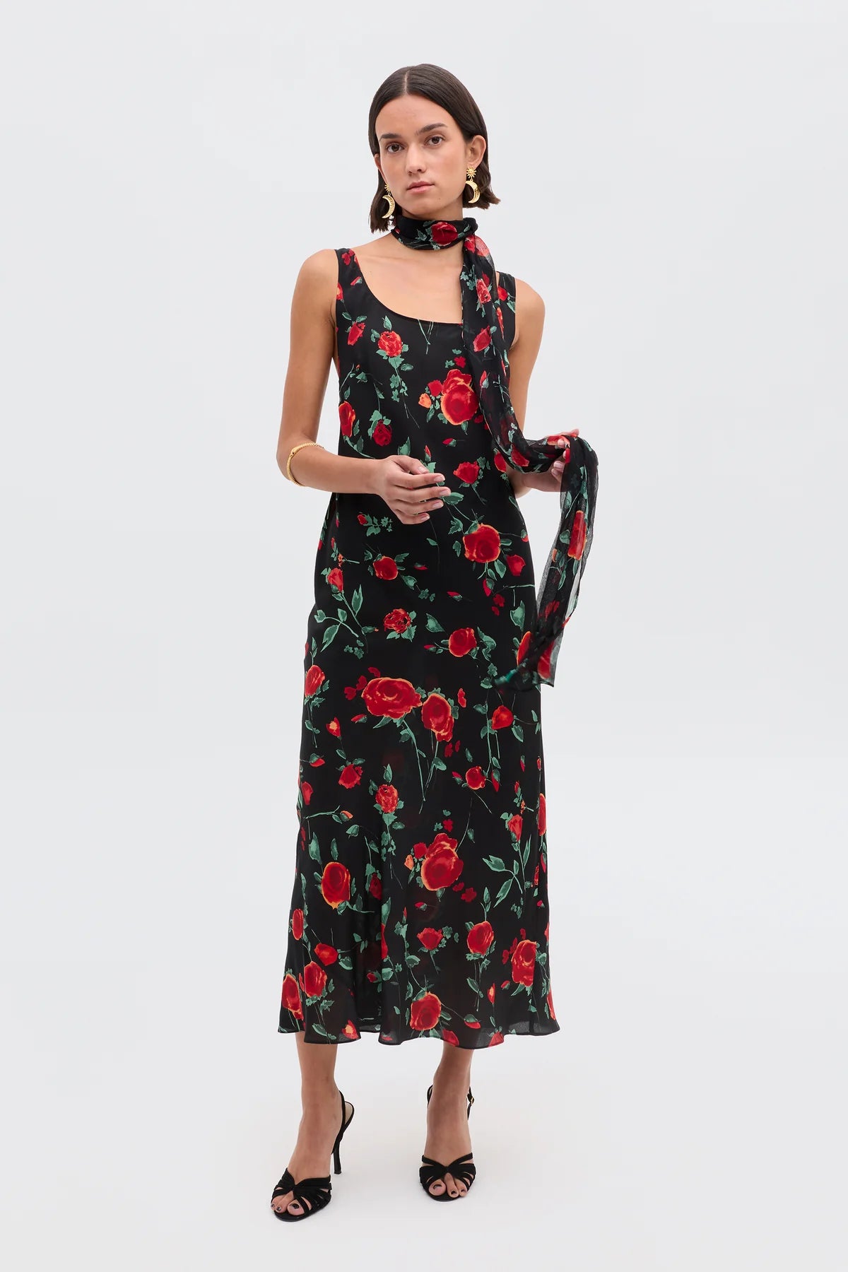 Bondi Silk Midi Dress Claudia Rose Black