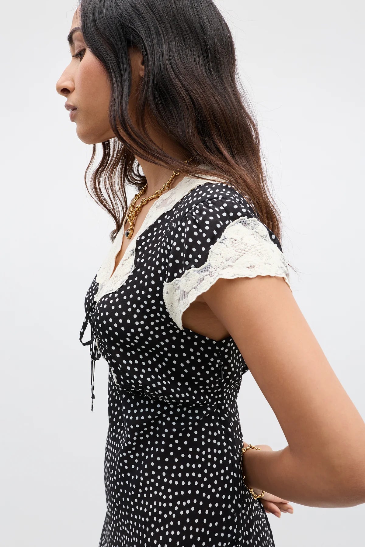 Amari Silk Midi Dress Polka Dot Black