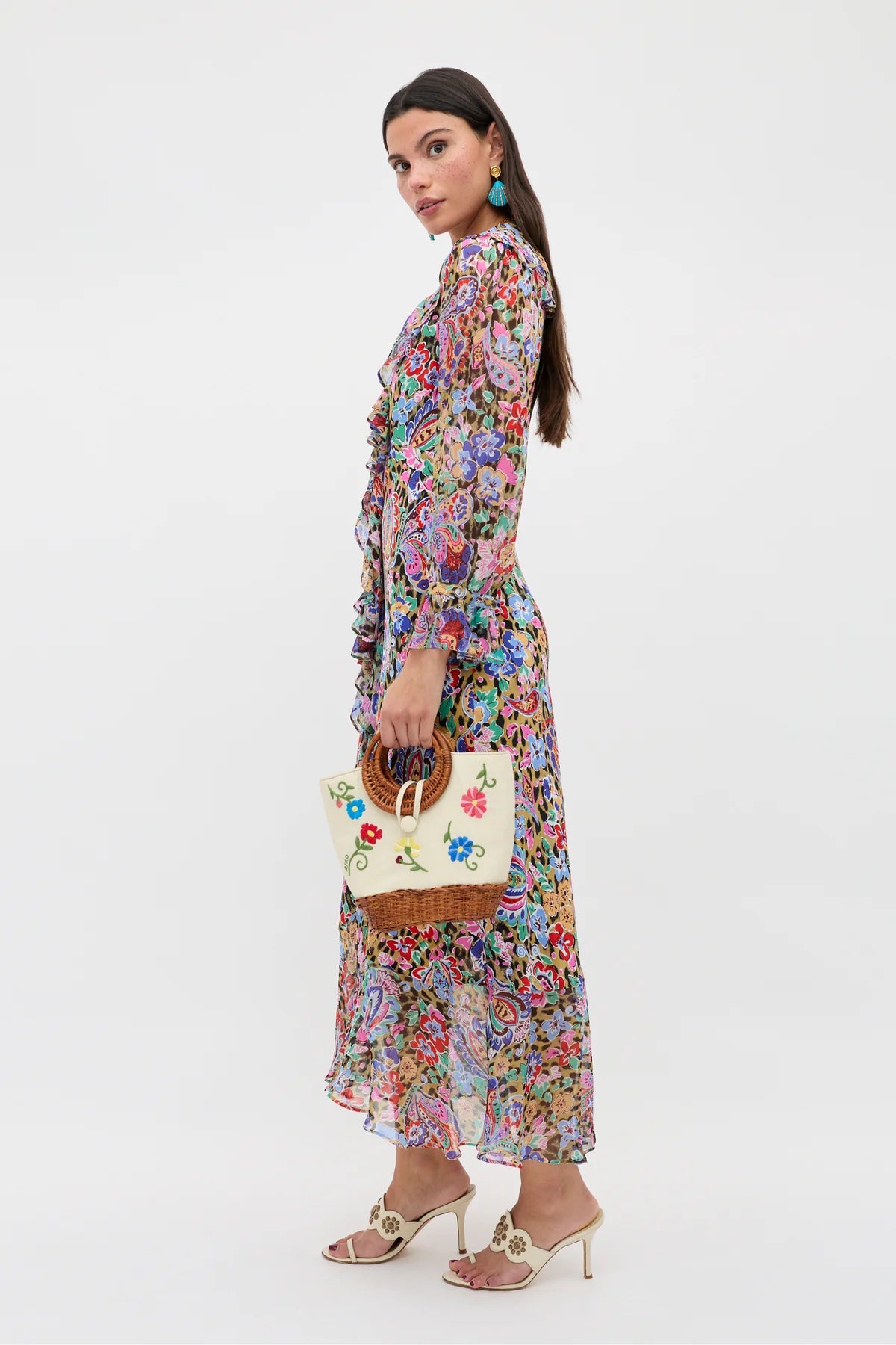 Gracye Midi Dress Cara Floral Leopard Brown