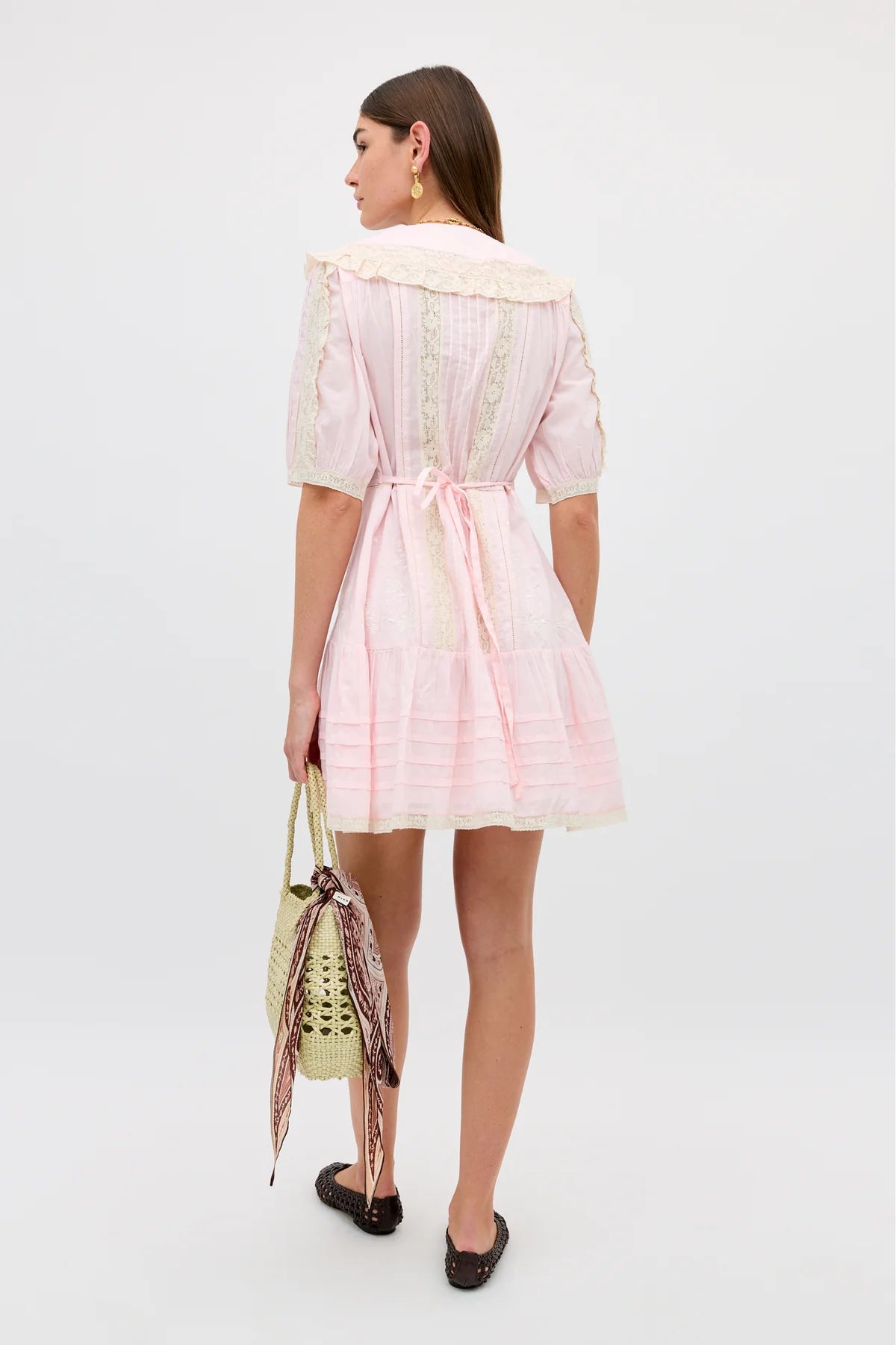 Dove Dress Pansy Embroidery Vintage Pink