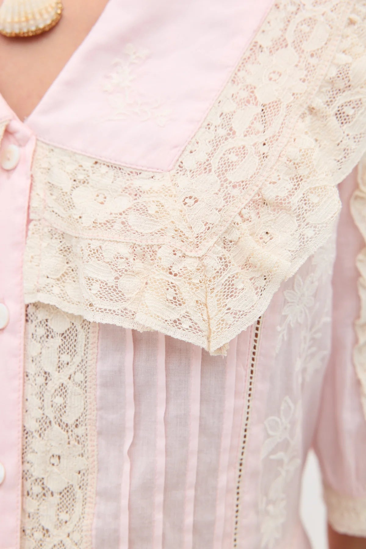 Dove Dress Pansy Embroidery Vintage Pink