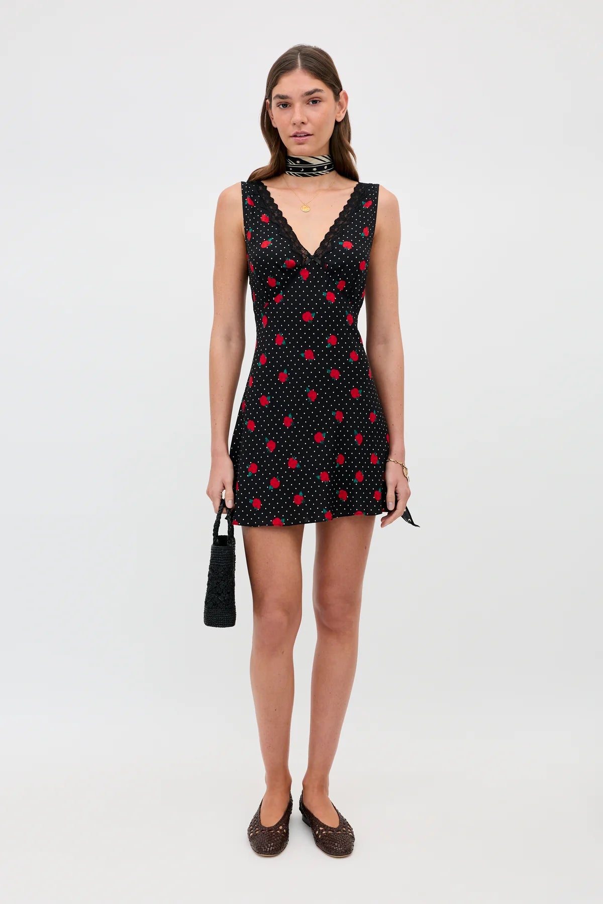 Leighton Mini Dress Rose Spot Black