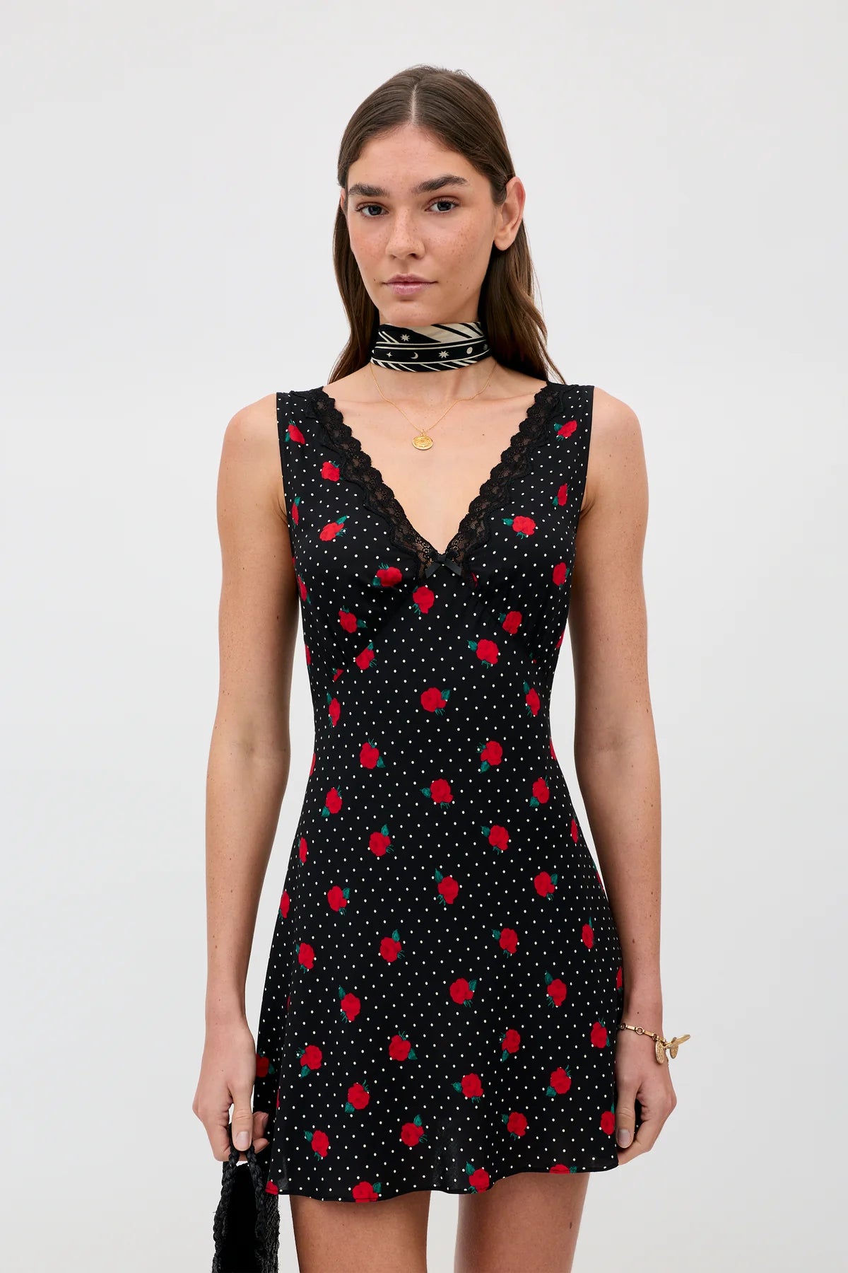 Leighton Mini Dress Rose Spot Black