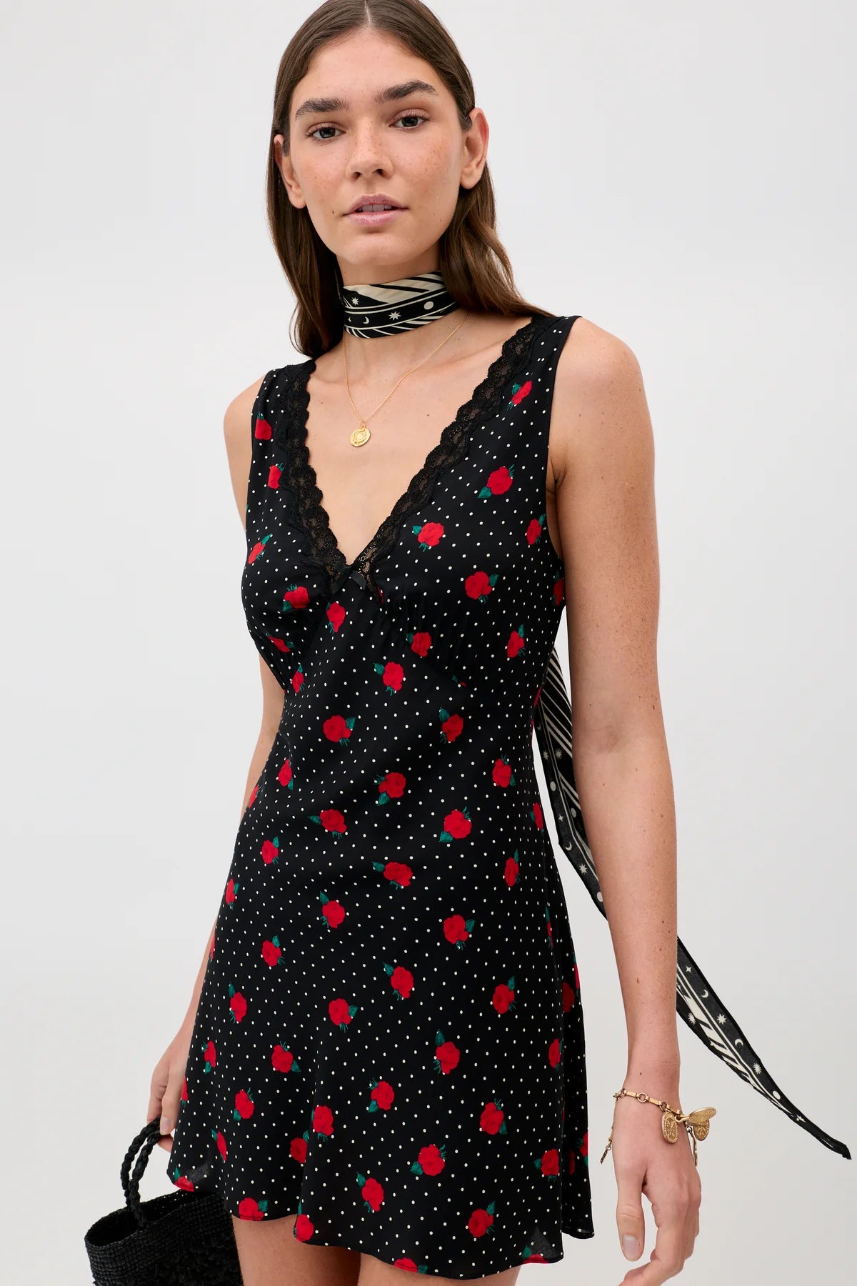 Leighton Mini Dress Rose Spot Black