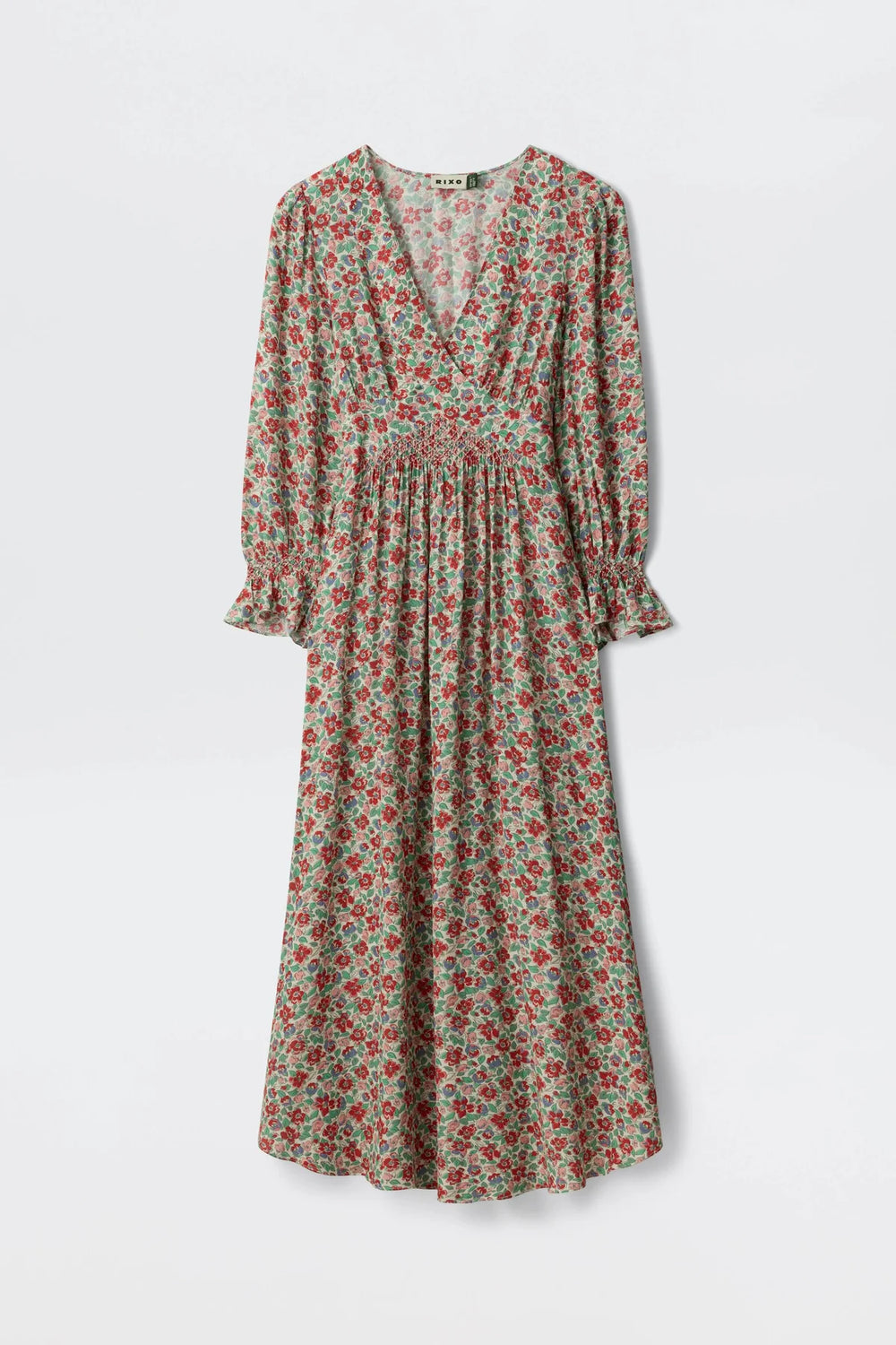 Rixo Edina Cotton Midi Dress Mira Embroidery Powder Blue