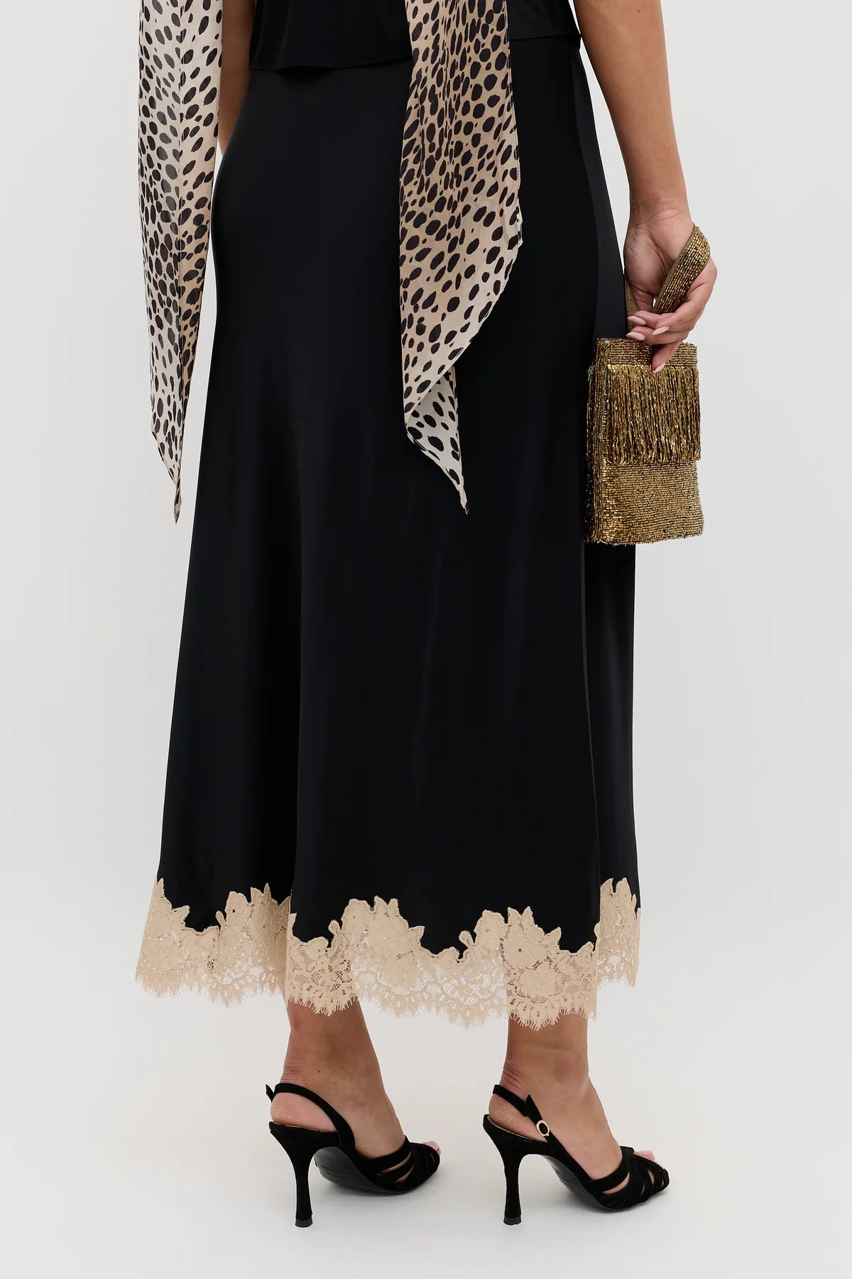 Matilde Satin Midi Skirt Black