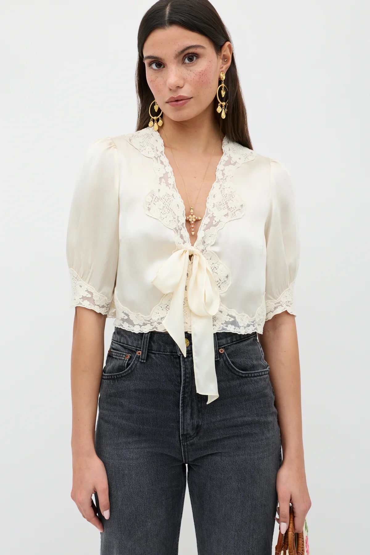 Amara Silk Satin Top Champagne