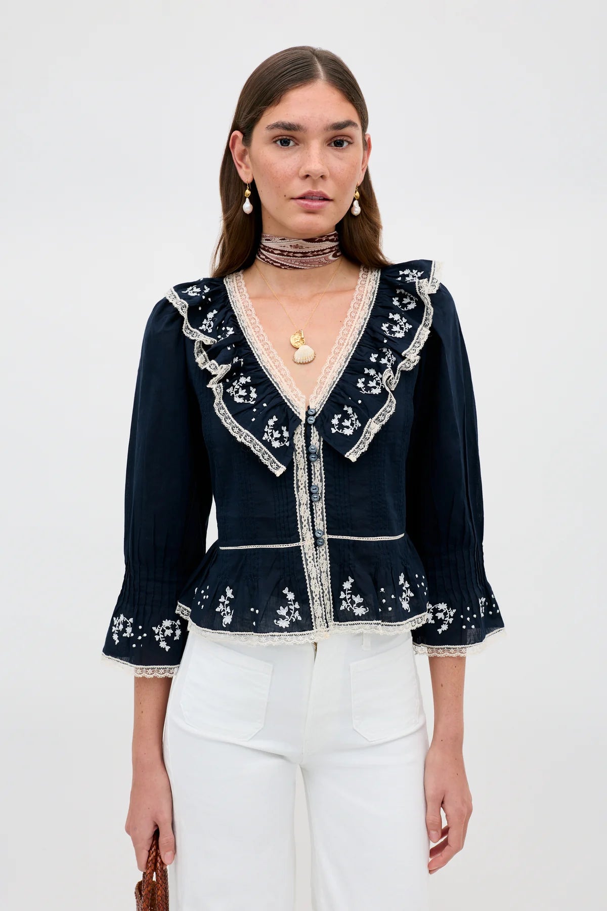 Solene Embroidered Cotton Blouse