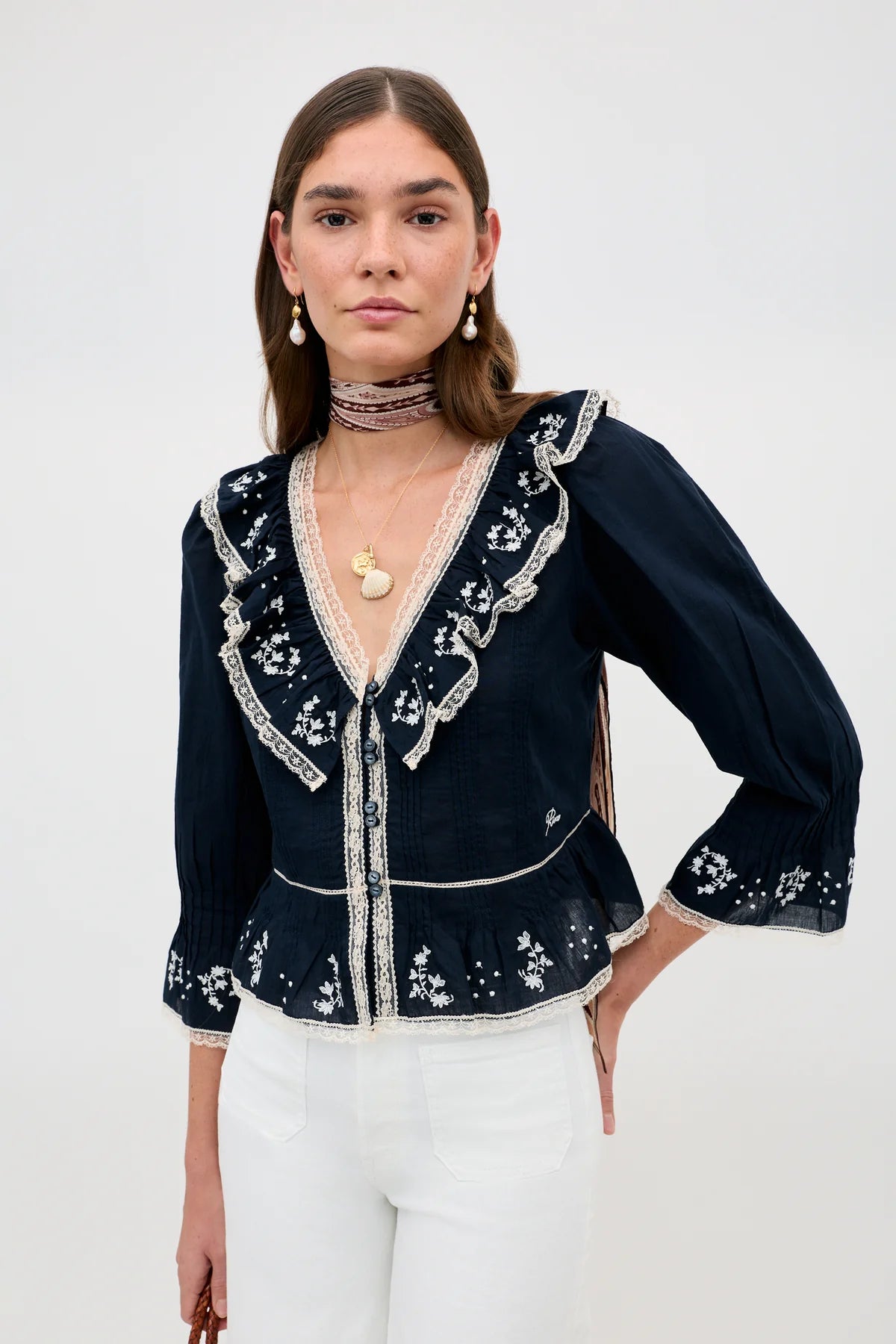 Solene Embroidered Cotton Blouse