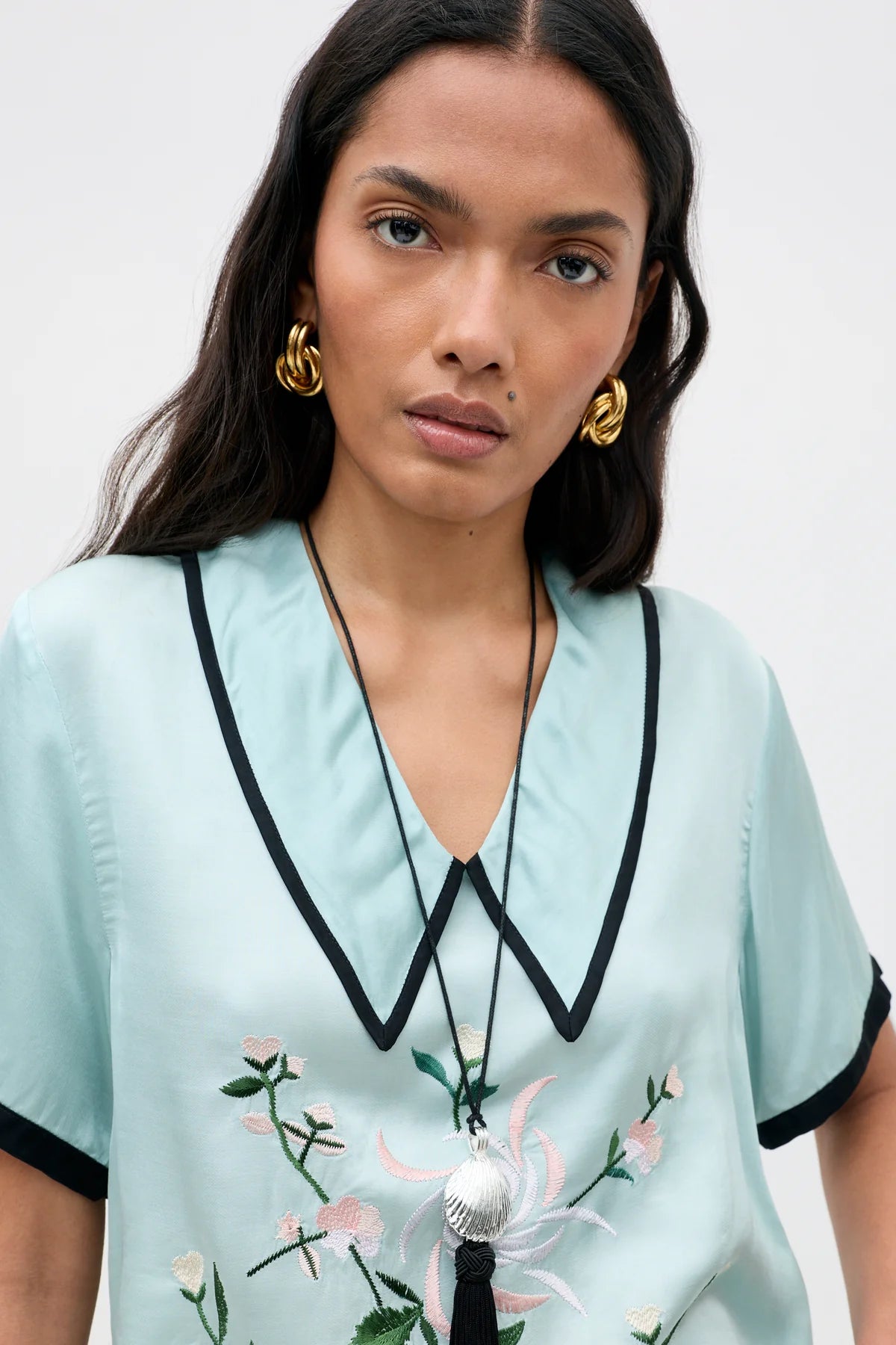 Rixo Nicolina Top Frida Embroidery Mist