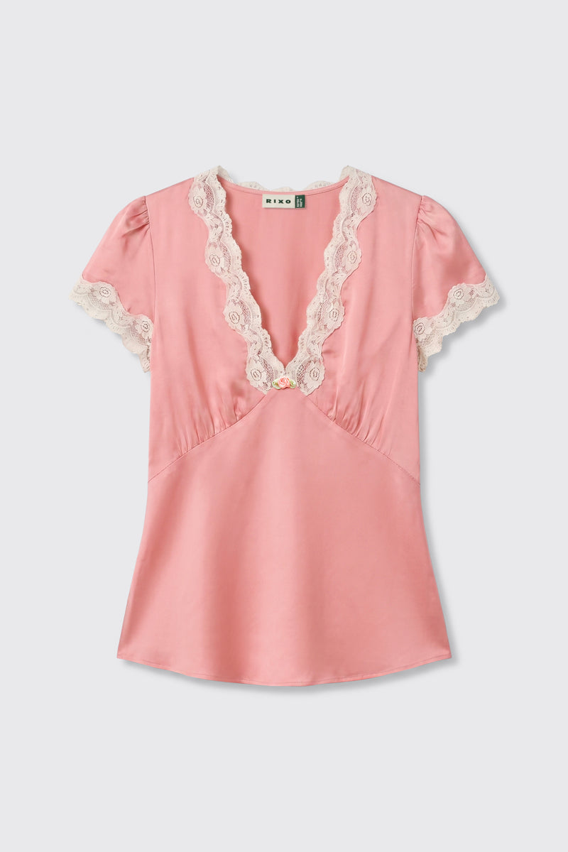 Rixo Karia Top Vintage Pink