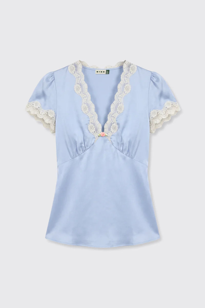 Rixo Karia Top Vintage Blue
