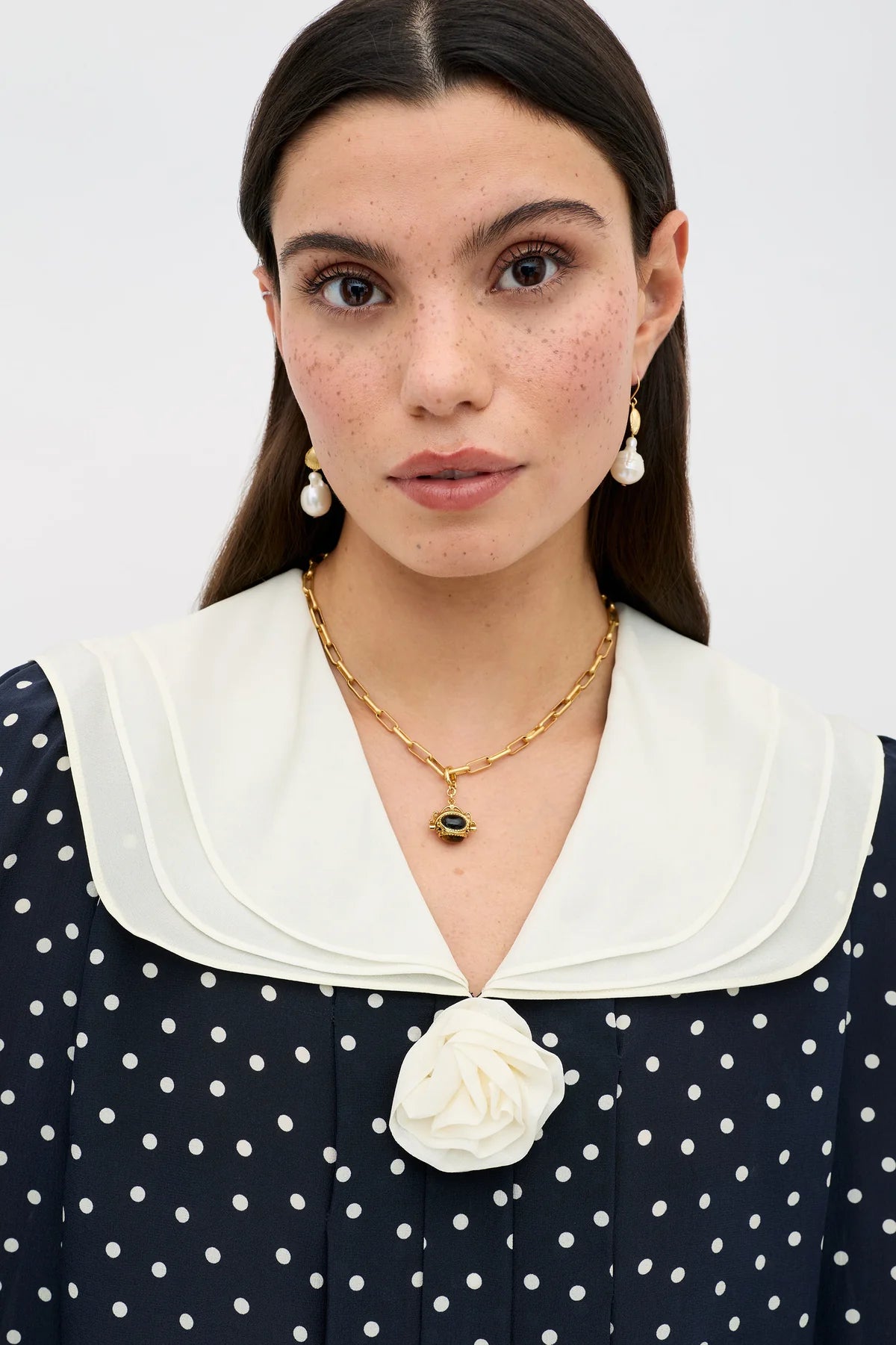 Emelin Silk Blouse Layla Dot Navy