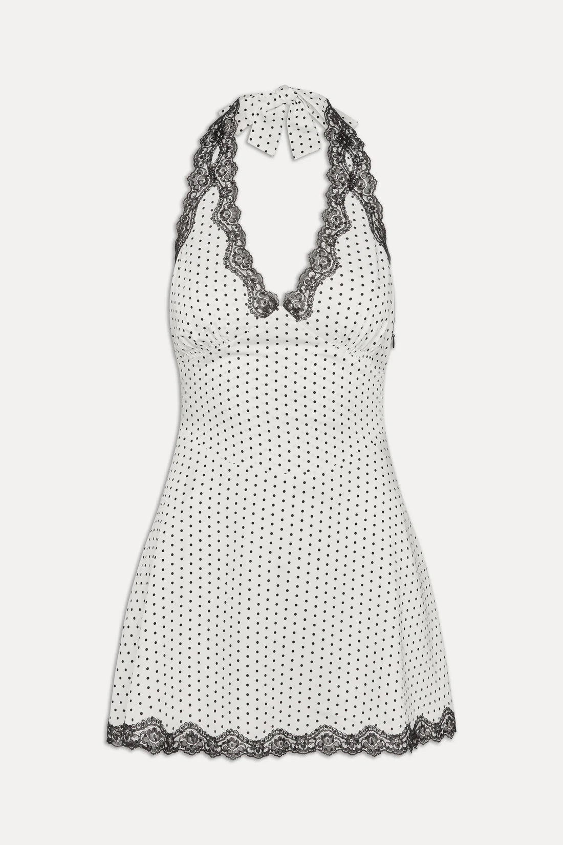 Audrey Satin Mini Dress White Polka Dot