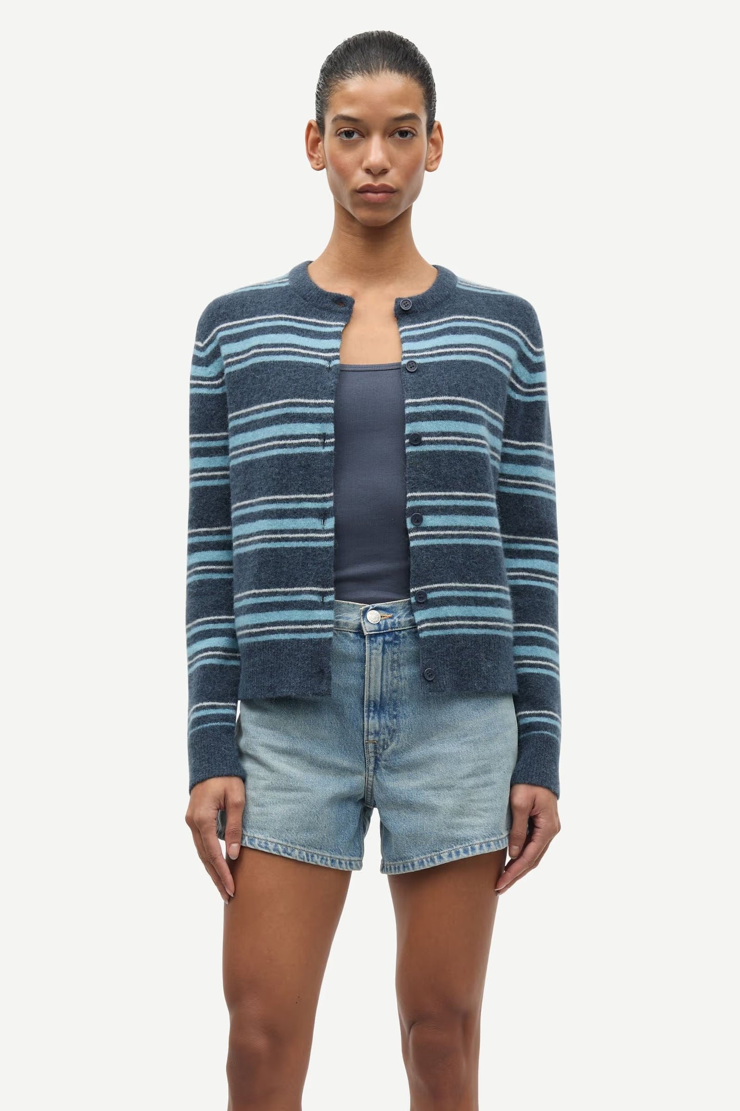 Nor Short Cardigan Ombre Blue