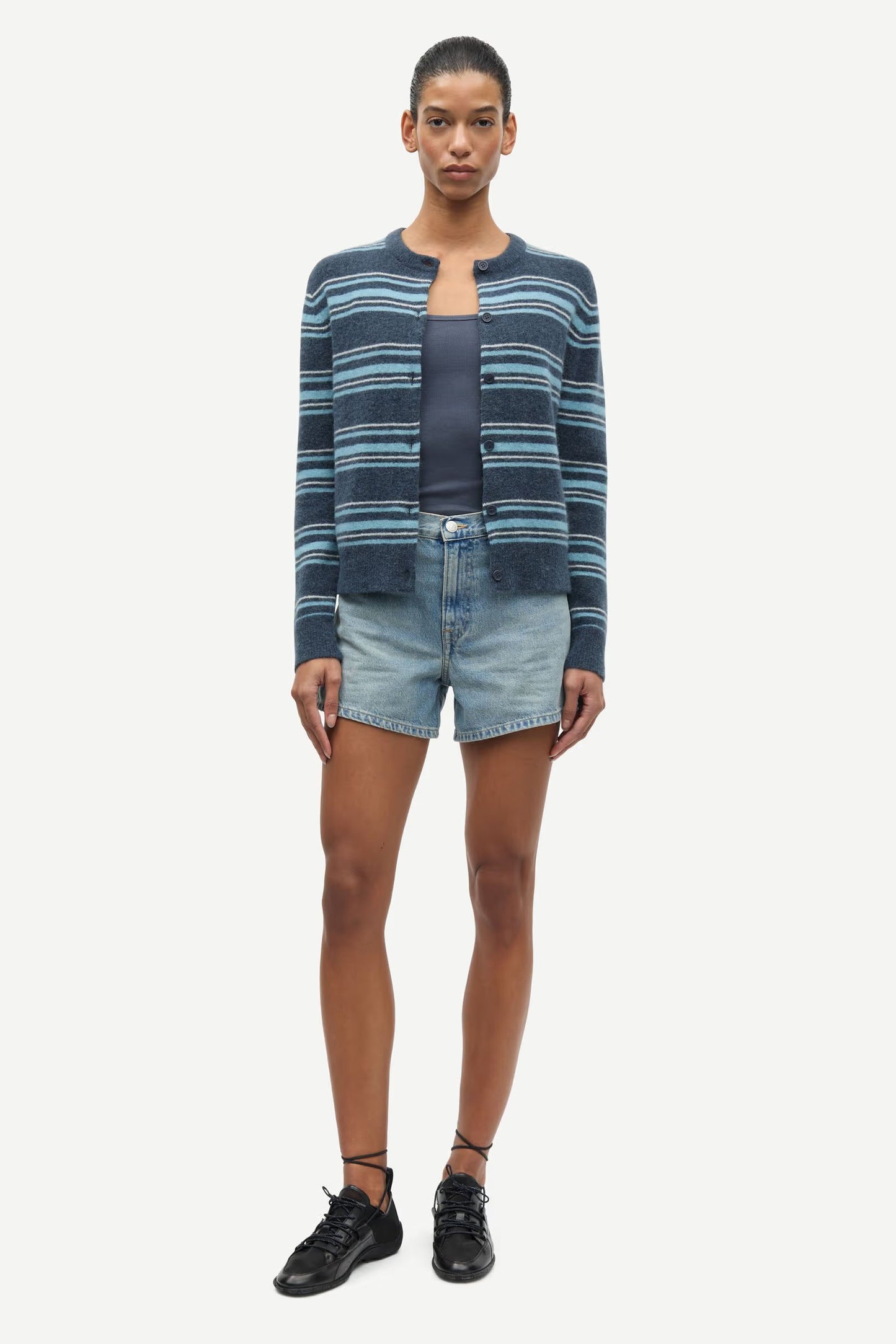 Nor Short Cardigan Ombre Blue
