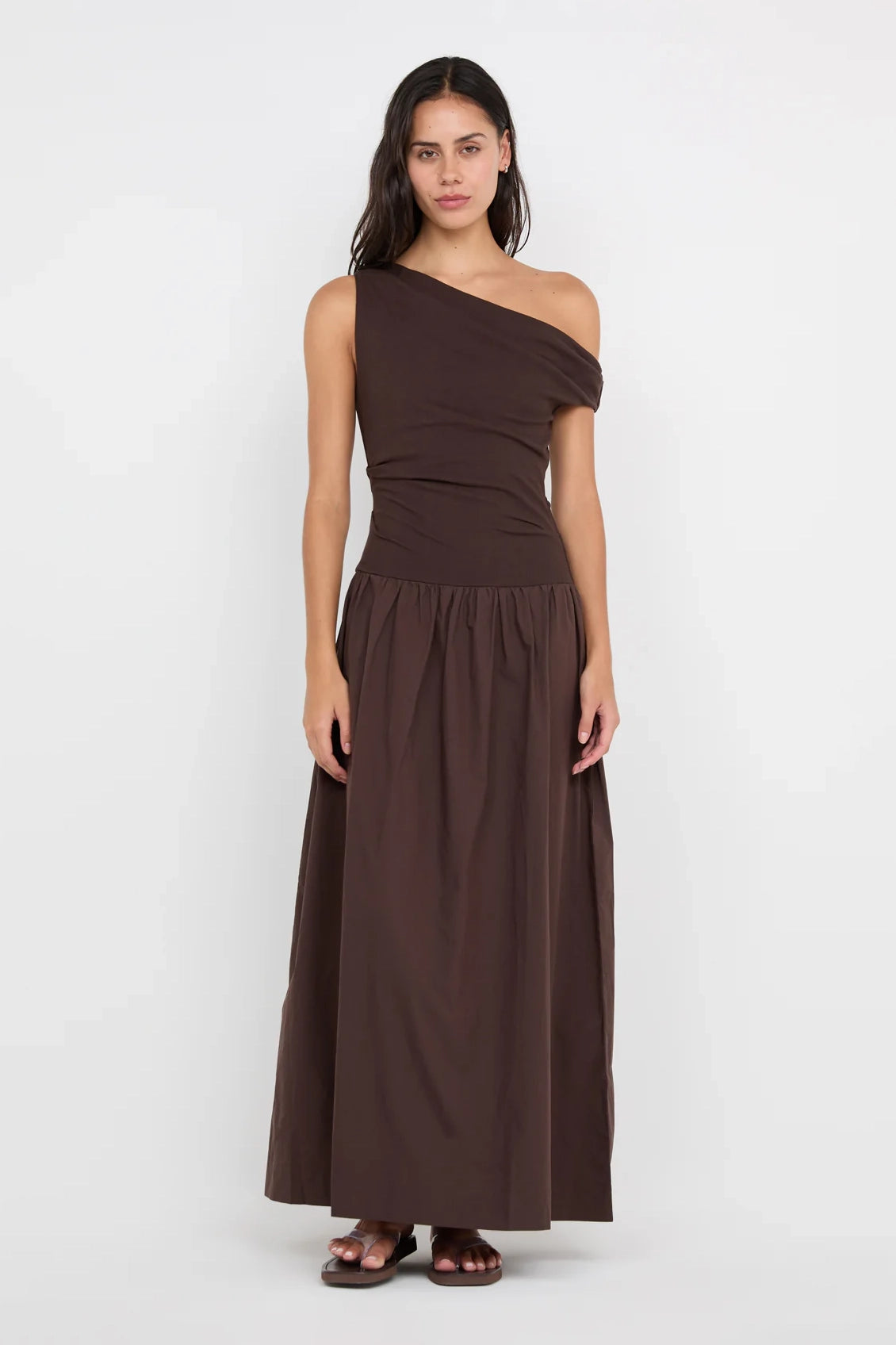 Freya Asym Maxi Dress Chocolate