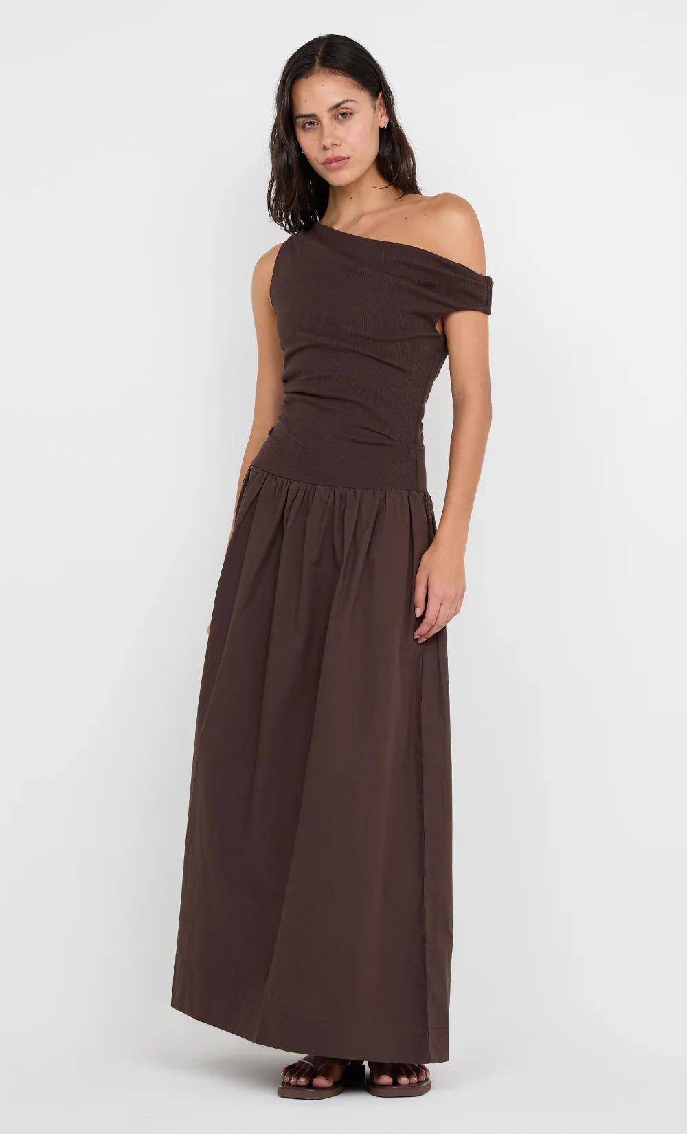 Freya Asym Maxi Dress Chocolate