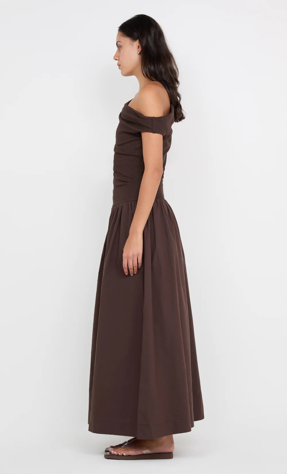 Freya Asym Maxi Dress Chocolate