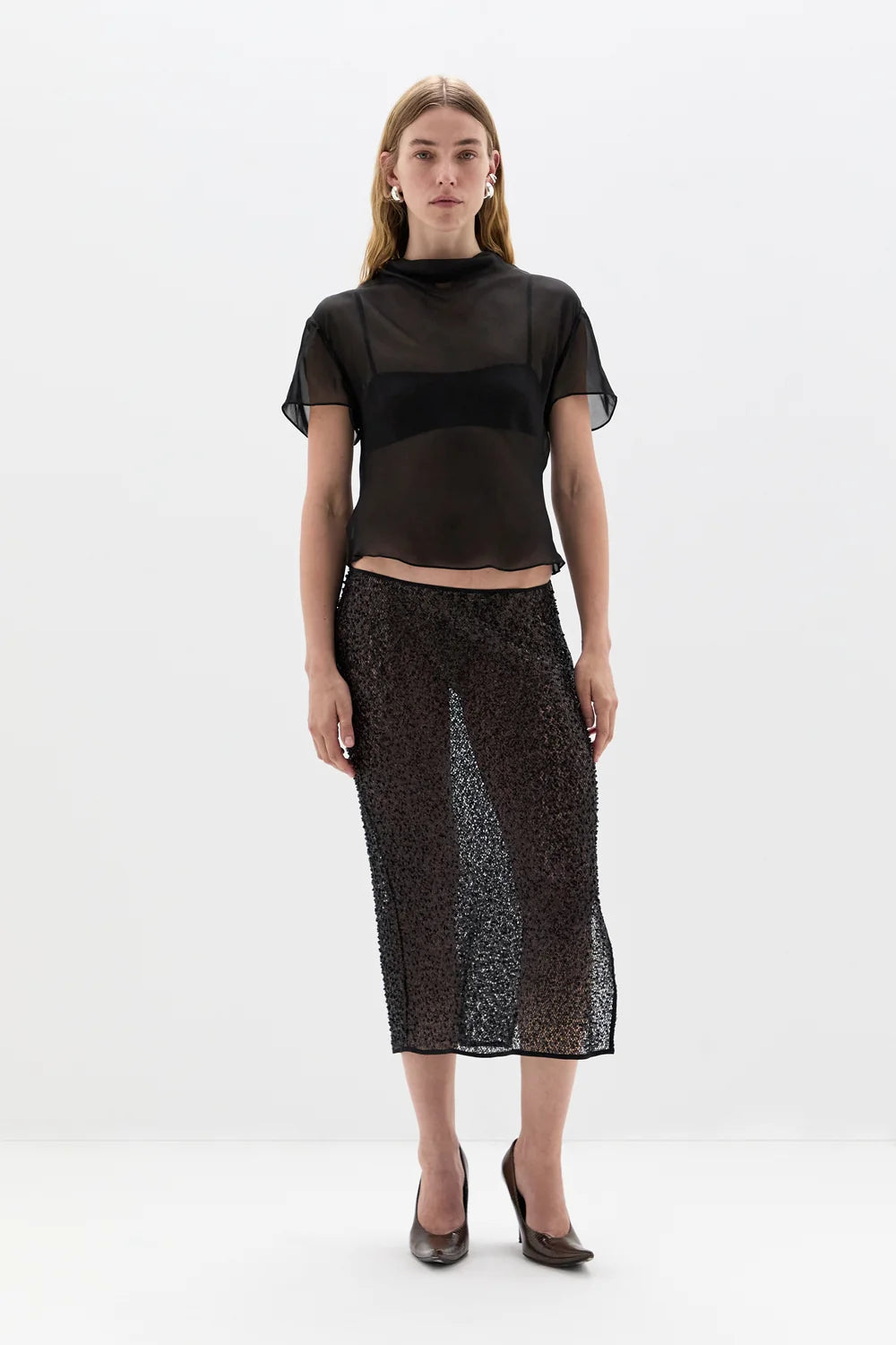 Sir Cassia Sequin Midi Skirt