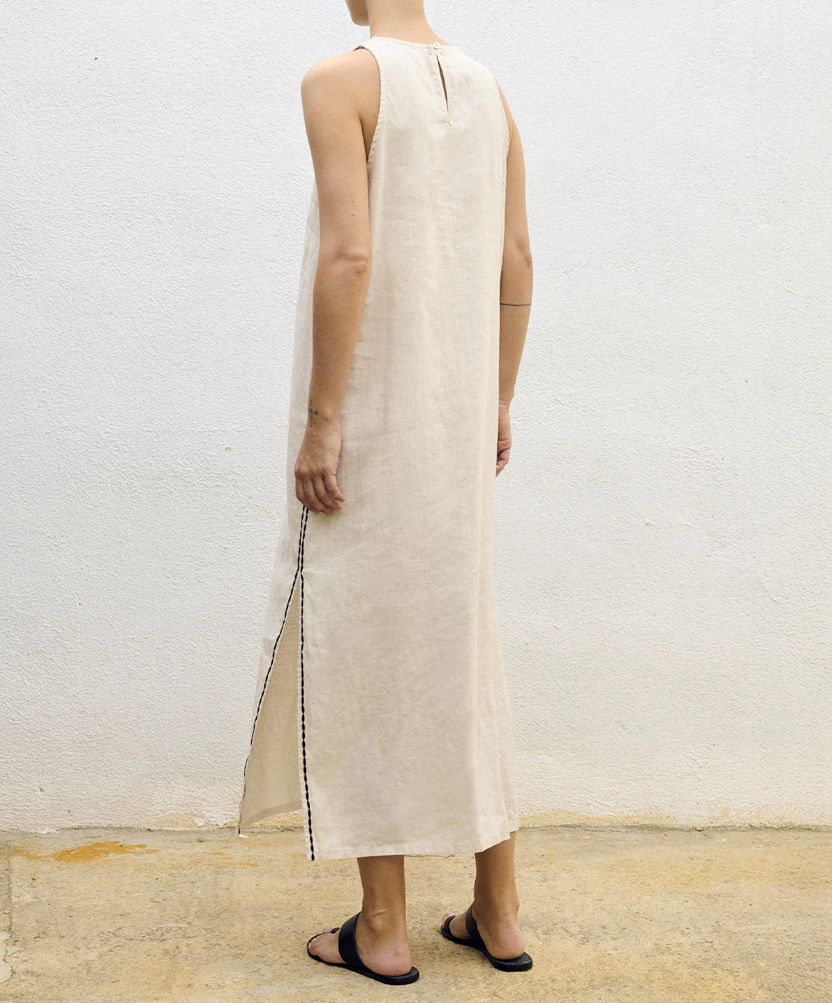 Embroidered Long Dress Cream