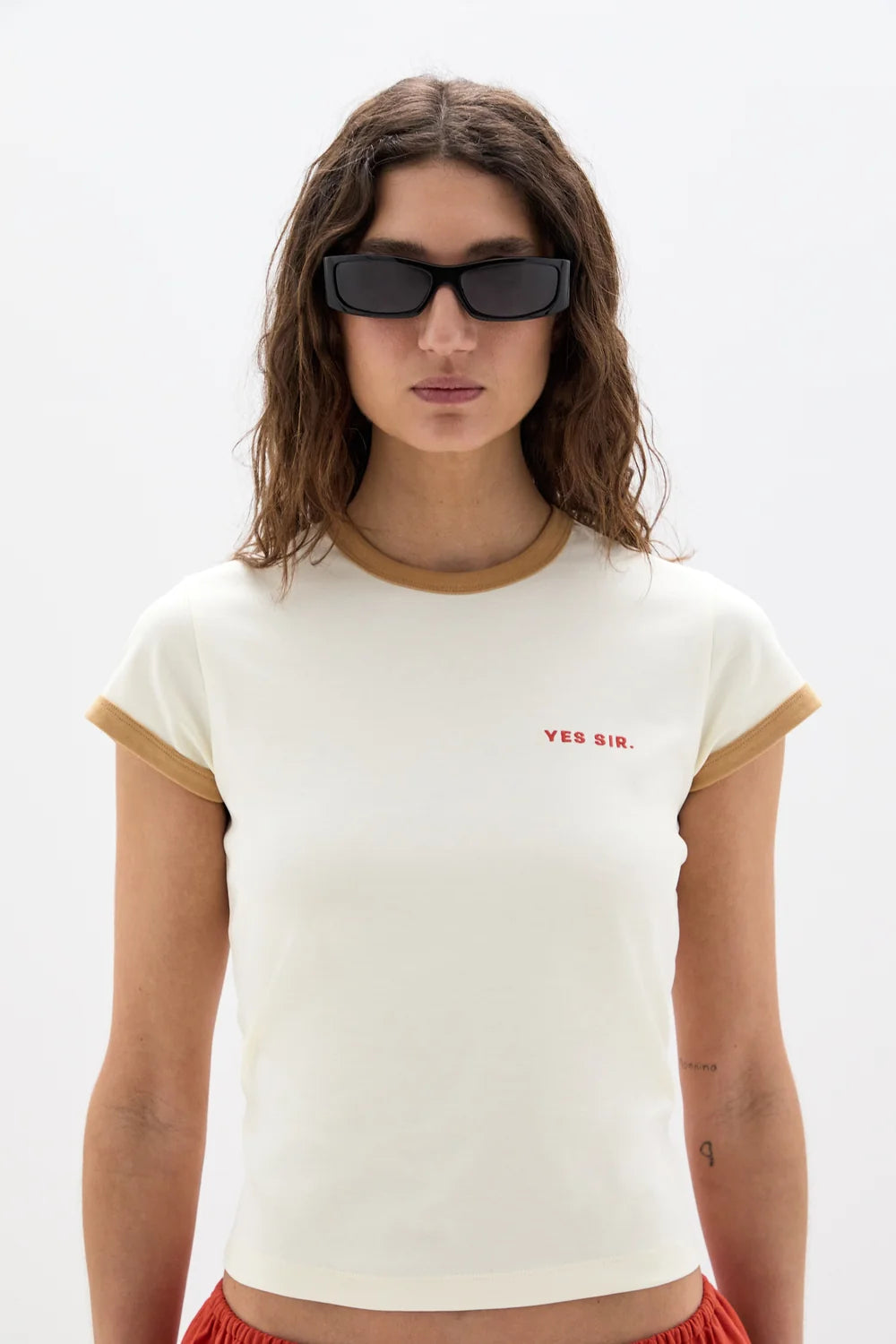 Yes Sir Fitted Tee Ivory