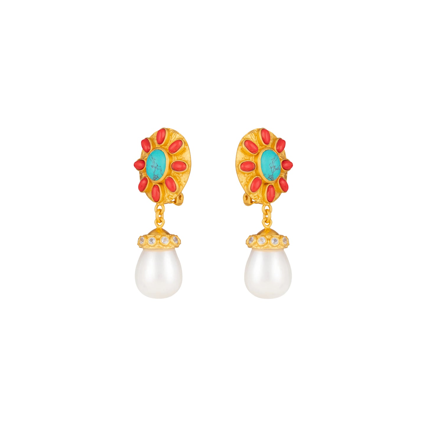 Heather Earrings Turquoise and Pearl