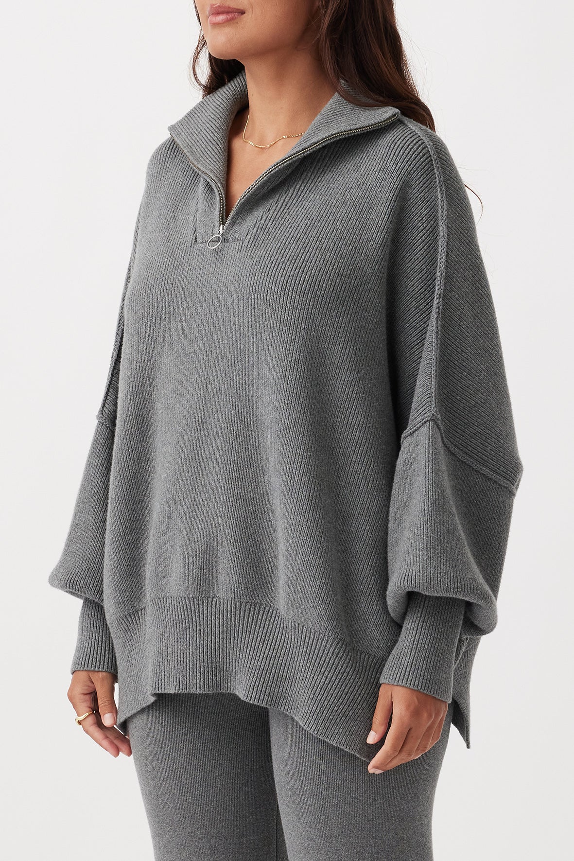 London Zip Sweater Grey