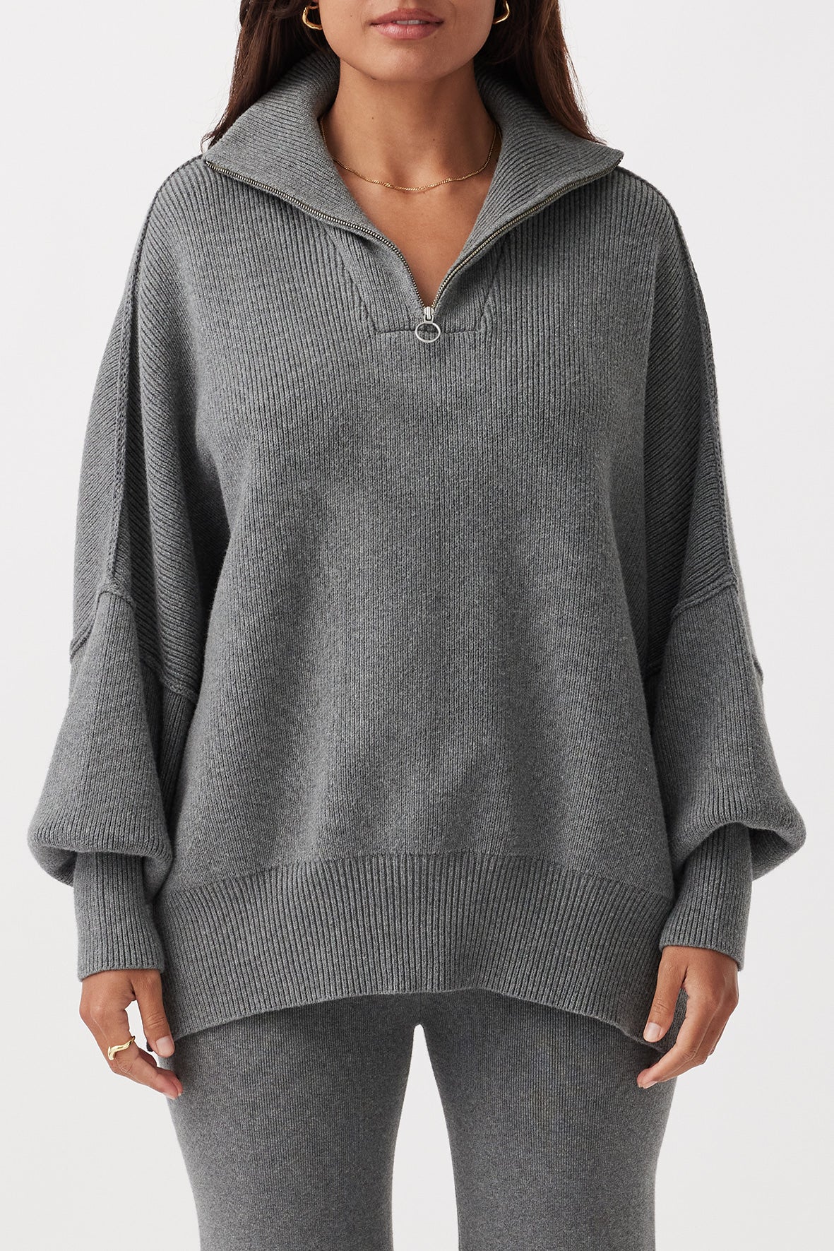 London Zip Sweater Grey