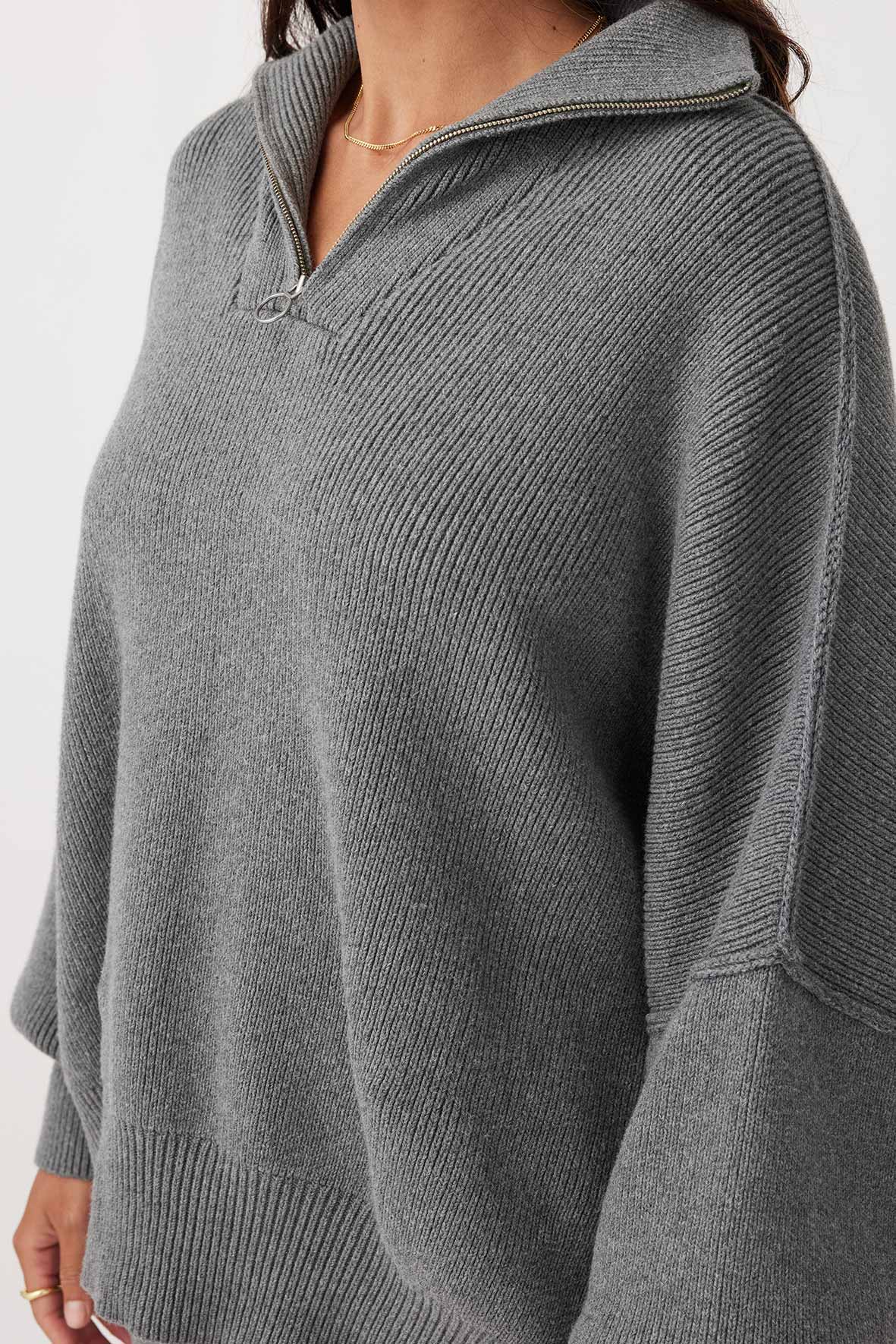 London Zip Sweater Grey